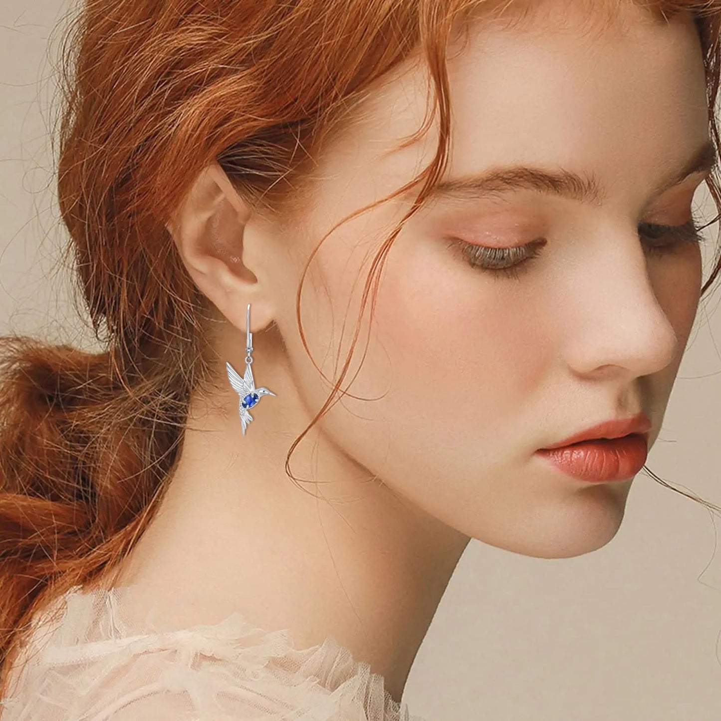 BETHZA Hummingbird Earrings 925 Sterling Silver Genuine Lapis Lazuli Hummingbirds Drop Dangle Earring Animal Jewelry Gifts for Women