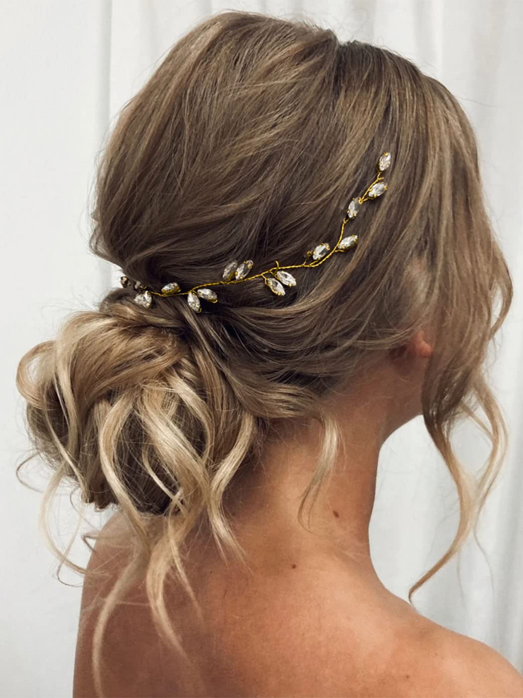 JAKAWIN Wedding Hair Piece for Brides Bridal Hair Accessories Crystal Hair Vine for Women HV190 (2 Gold)