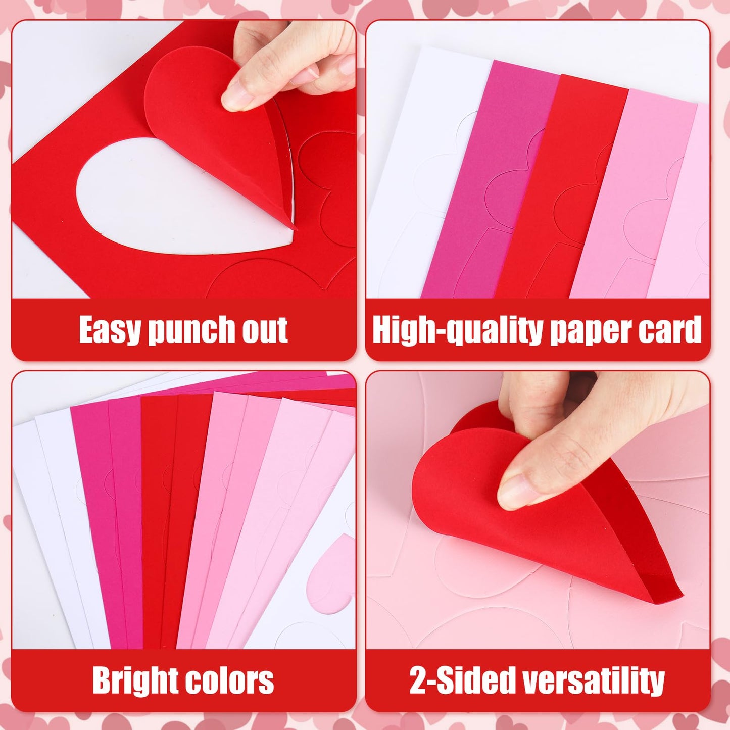 FYSUIMU 315Pcs Valentine's Day Paper Cutouts Paper Hearts Gradient Pink Red Heart Cut-Outs 2-Sided Card Stock Punch Out Hearts Die Cuts for Valentine Party Supplies Bulletin Boards Kids DIY Crafts