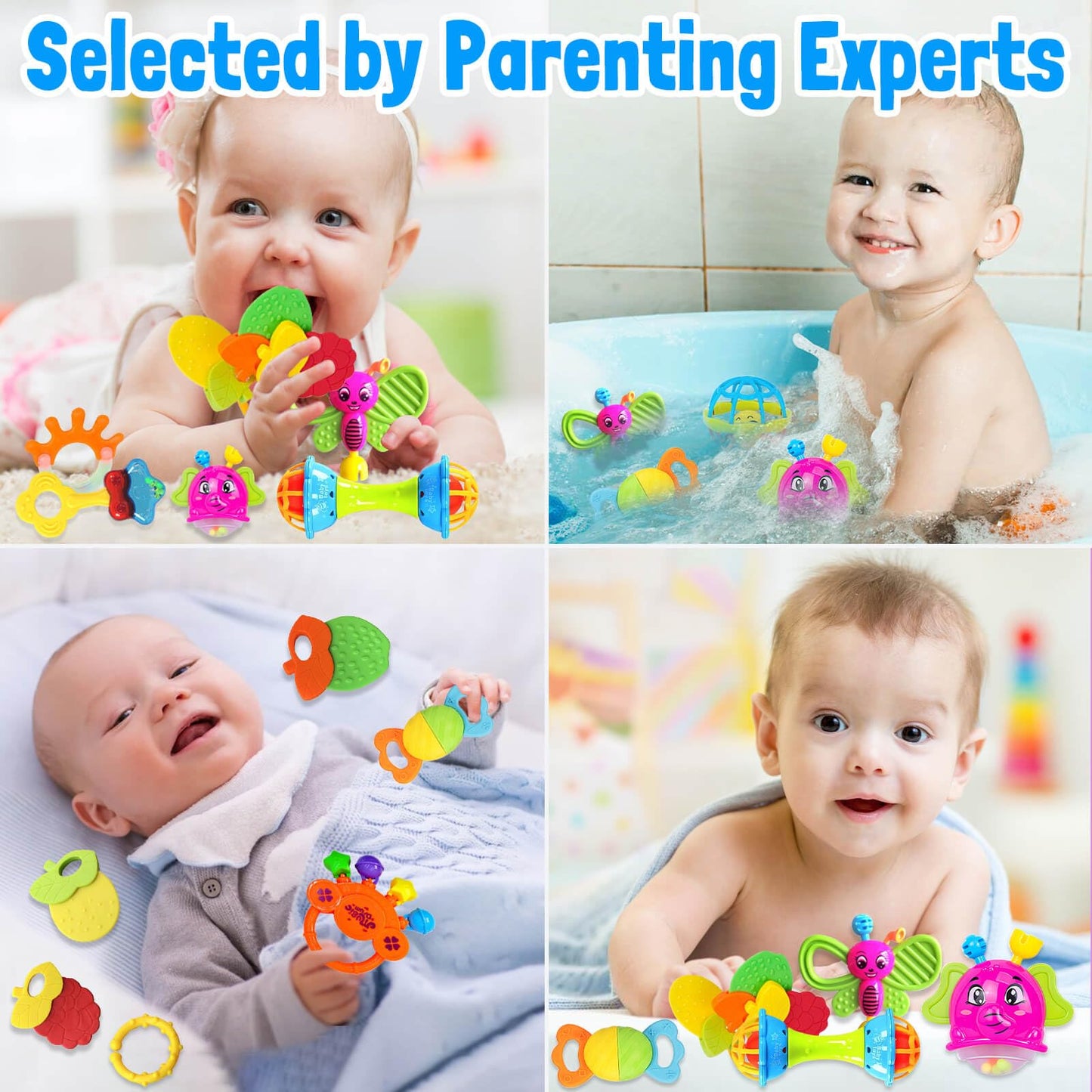 Baby Rattles 0-6 Months: Baby Toys 6-12 Months Infant Toys 0-3 Months Newborn Toys Teething Toys 3-6 Months - Baby Teether Wrist Socks Gifts for Boy Girl