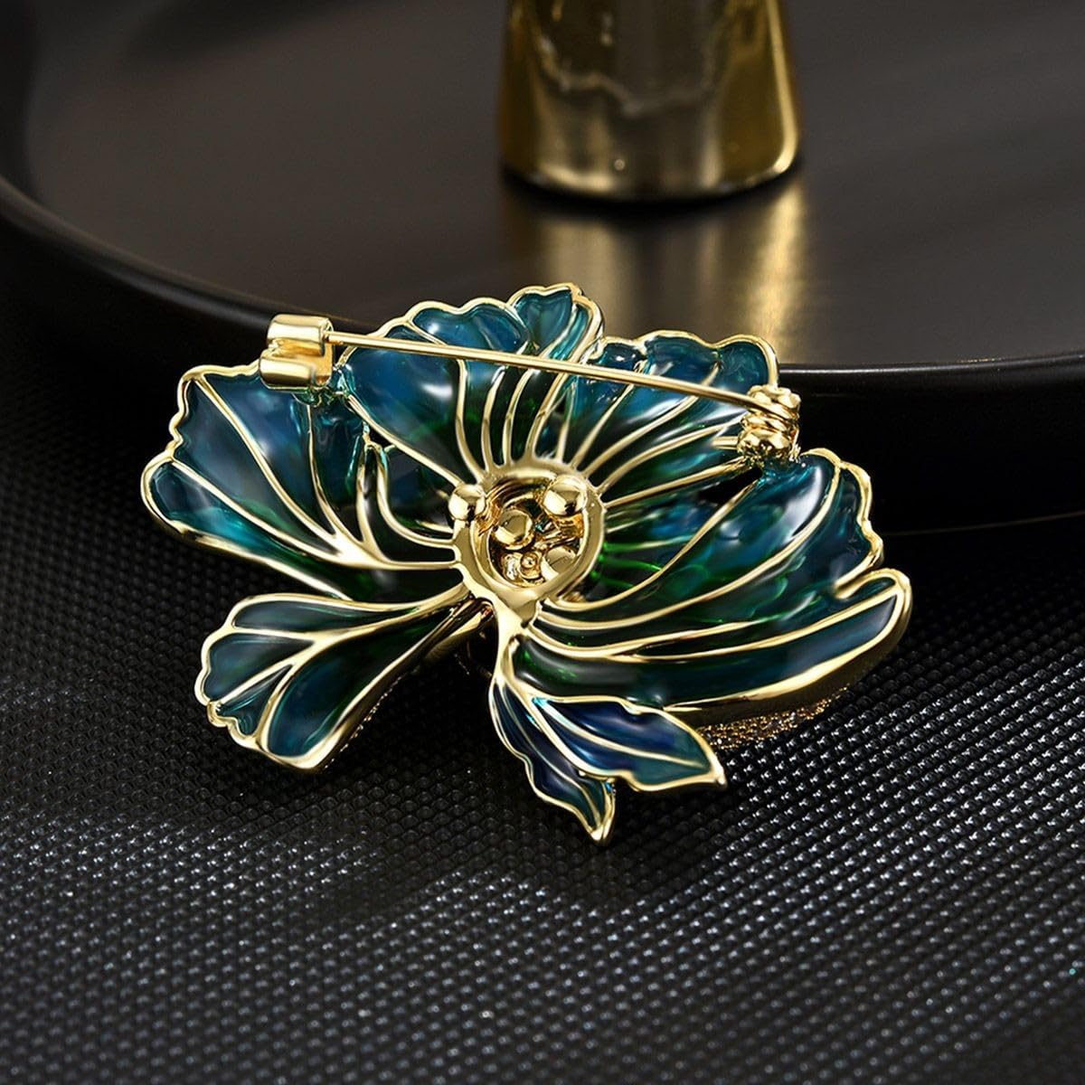 UNVAK Enamel Peony Flower Brooch 18k Gold Plated Peony Flower Brooch Pin Peony Pearl Brooch Lapel Pin Jewelry Thanksgiving Day Birthday Gifts Dress Accessories for Mom Wife