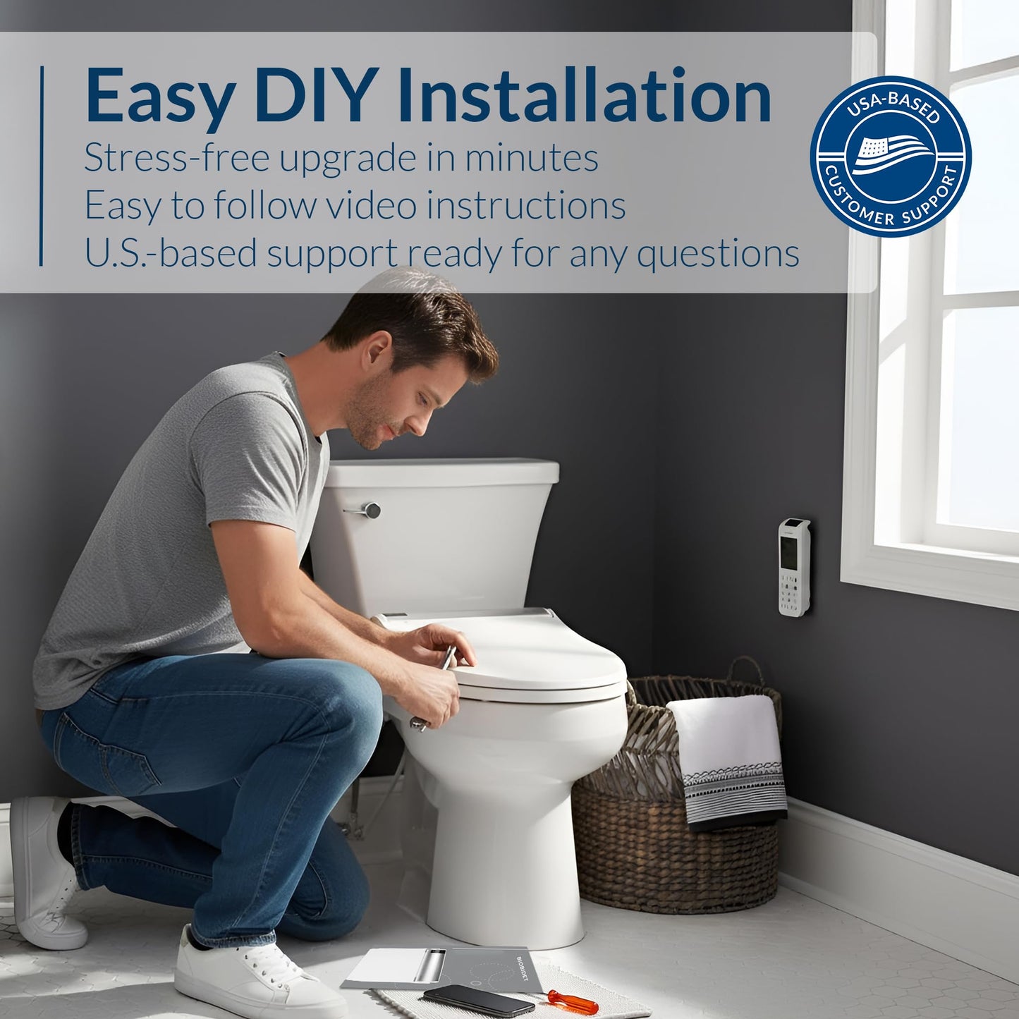Bio Bidet DLS Premium Heated Bidet Seat, Warm Water & Air Dryer, Auto Open and Slow Close Lid, Elongated