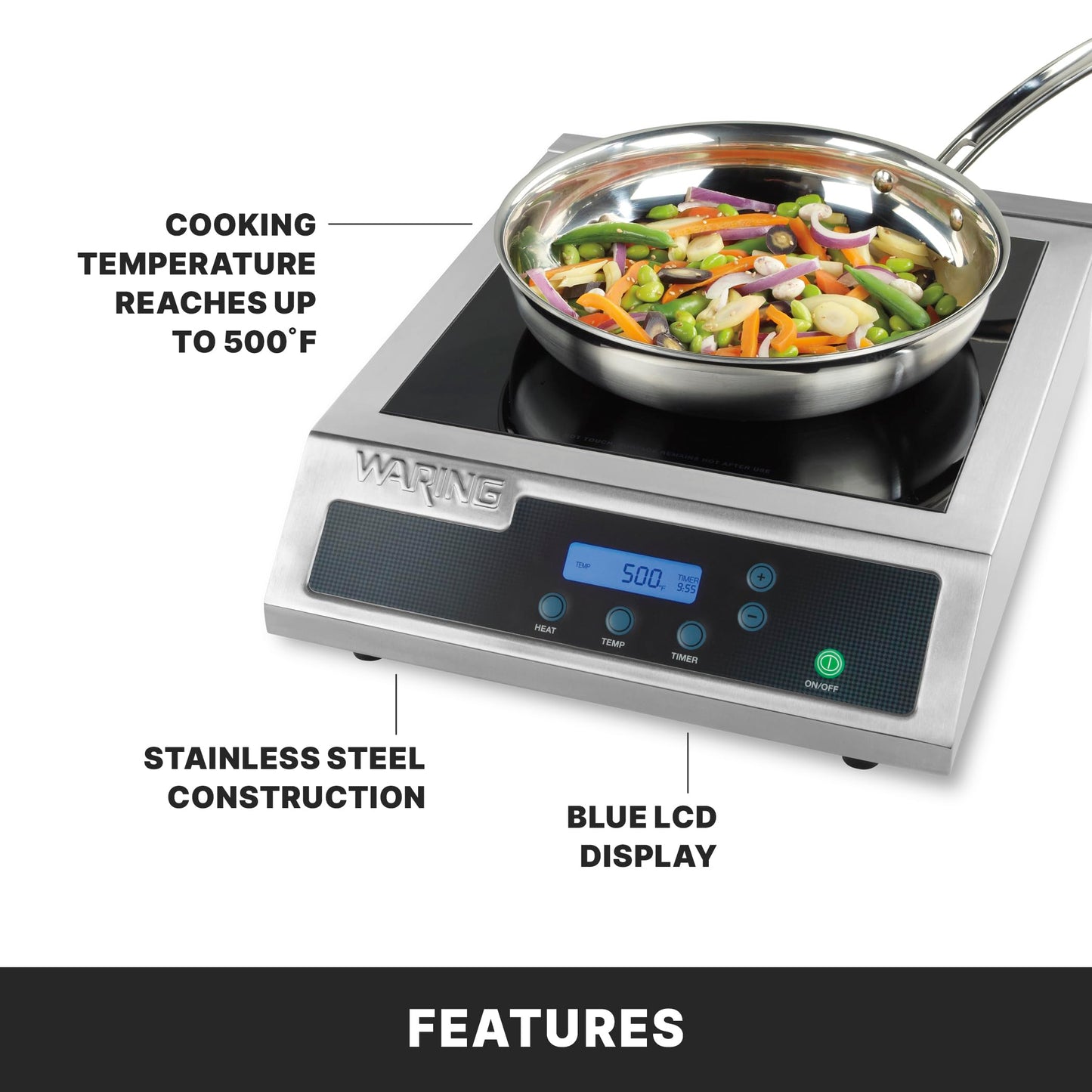 Waring Commercial Heavy-Duty Commercial Induction Range, 120V, 1800W