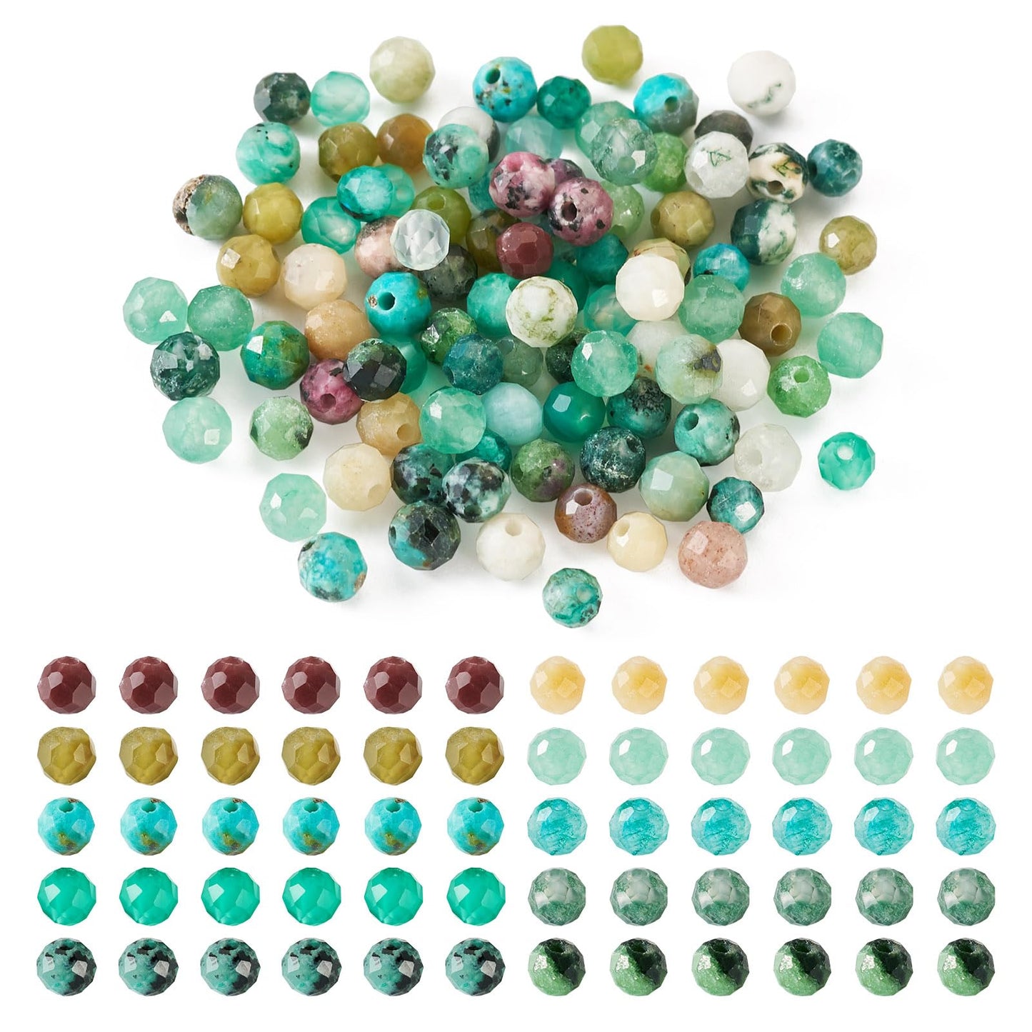 PH PandaHall 100Pcs Natural Gemstone Beads AAA Natural Stone Loose Beads Small Faceted Crystal Bead Natural Aquamarine Beads Gemstone Spacer Beads for DIY Women Waist Bracelet Jewelry Making