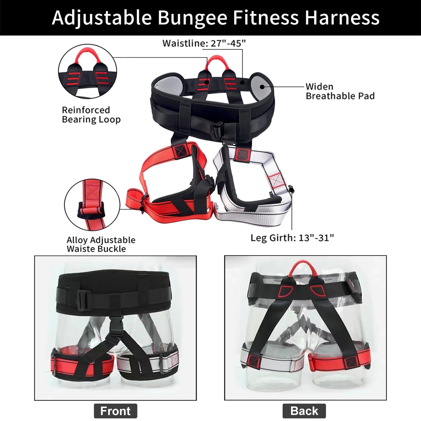 PRIOR FITNESS Bungee Fitness Kids for Home- 4D Bungee Resistance Band Suitable for Indoor Yoga & Air Dance – Adjustable Harness with 360° Rotational Device,Includes Workout Guide