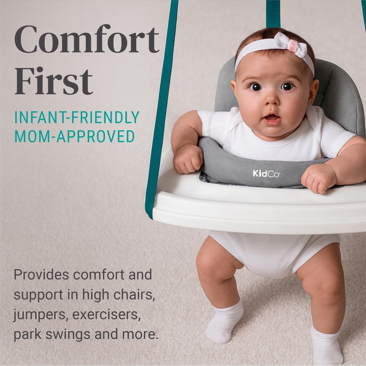 KidCo HuggaPod Portable Baby Seated Support - Situp Baby Seat, Portable Infant Sit Up Seat for Jumpers, Swings, and More, Machine Washable
