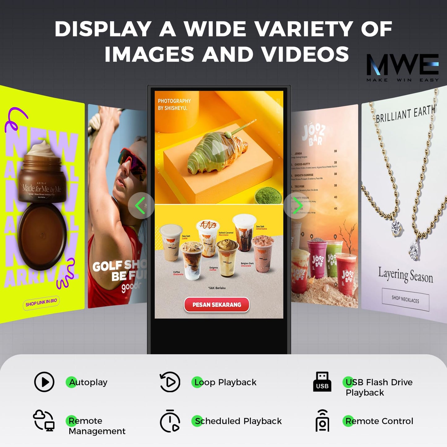32 Inch Indoor Digital Signage Ultra HD Advertising Display Kiosk with Android OS Support Customizable Content and HDMI Input Commercial Totem Perfect for Retail Stores, Offices,and Restaurants