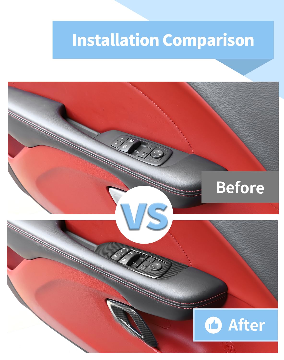 Voodonala Carbon Fiber Interior Trim Kits Compatible with Dodge Challenger 2015-2024, Center Console Dash Gear Shift Steering Wheel Window Lift Control Panel Cover