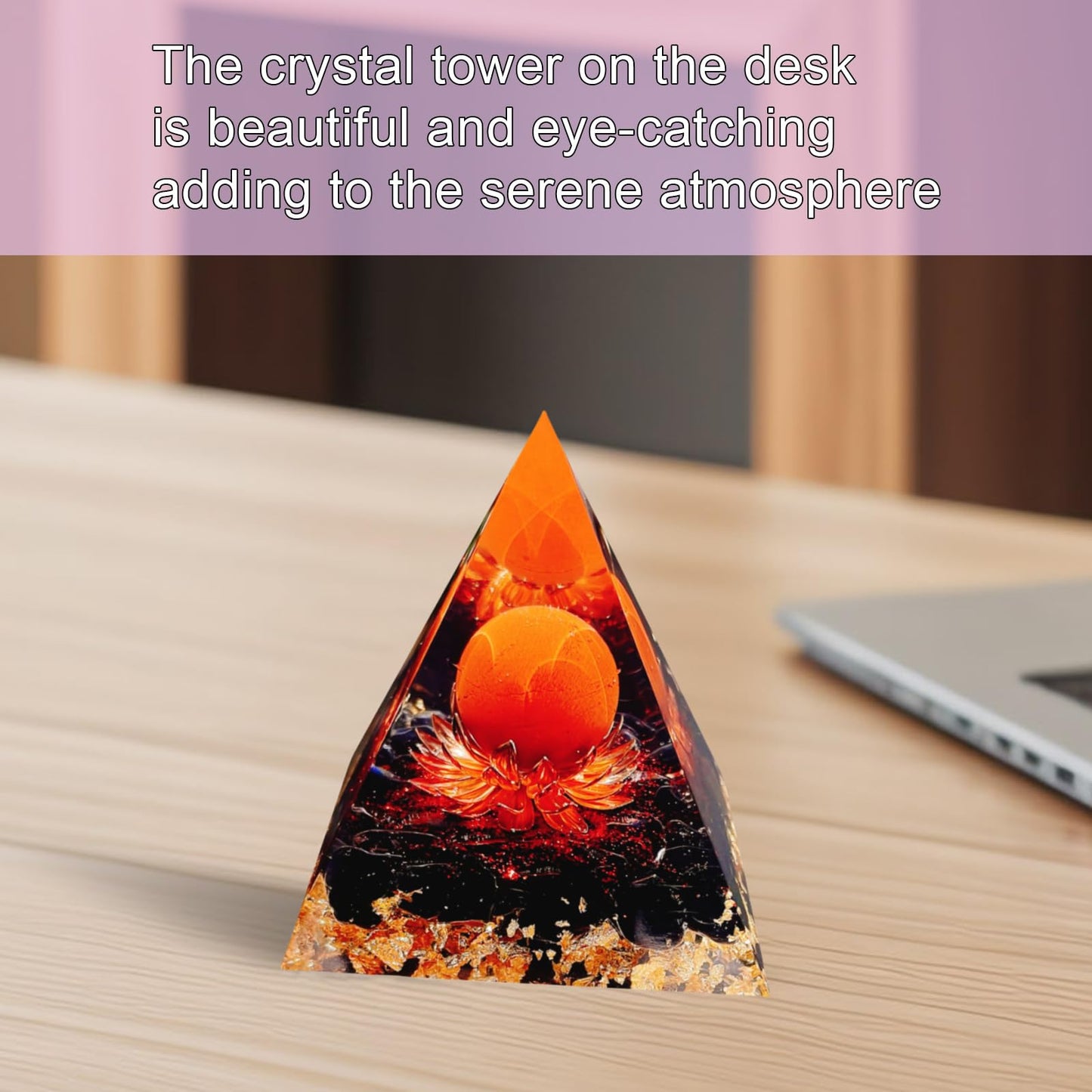 Saefheled The Flower of Life Orgone Pyramid,Natural Energy Obsidian&Rainbow Stone Orgonite Crystal Healing Pyramid,for Reduce Stress, Balance Chakra,Meditation Attract Luck,Accumulate Wealth&Health