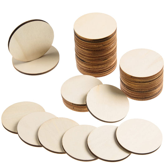 300 Pieces 2 Inch Unfinished Round Wood Slices Rounds Wooden Discs Wood Circles for Crafts Wood Blanks Round Cutouts Ornaments Slices for DIY Art Crafts Christmas Decorations