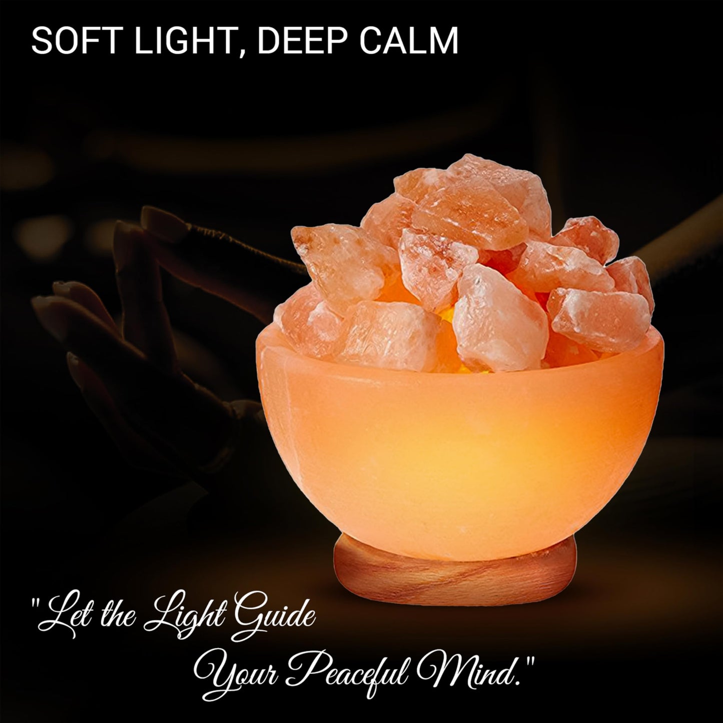 Himalayan Glow Natural Pink Salt Lamp Bowl with Crystal Chunks | Hand-Carved Himalayan Salt Lamp for Air Purification & Calming Ambiance | Home & Office Décor