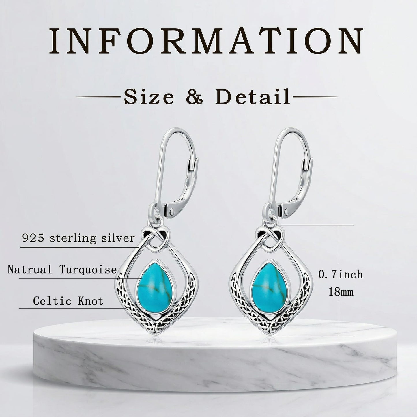 Eetaitai Celtic Knot Earrings 925 Sterling Silver Natural Turquoise Dangle Drop Earrings Western Vintage Jewelry Mothers Day Gifts for Mom Wife Sister