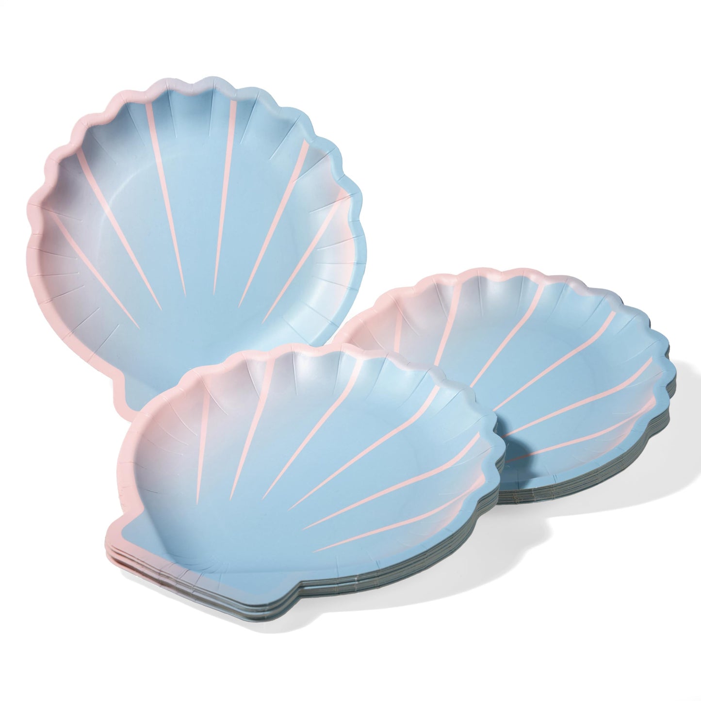 Cheerland Shell Plates Mermaid Plates for Mermaid Birthday Decorations Under the Sea Party Ocean Themed Party Iridescent Paper Seashell Dessert Plate for Kids Girls Beach Tableware 24 Pcs