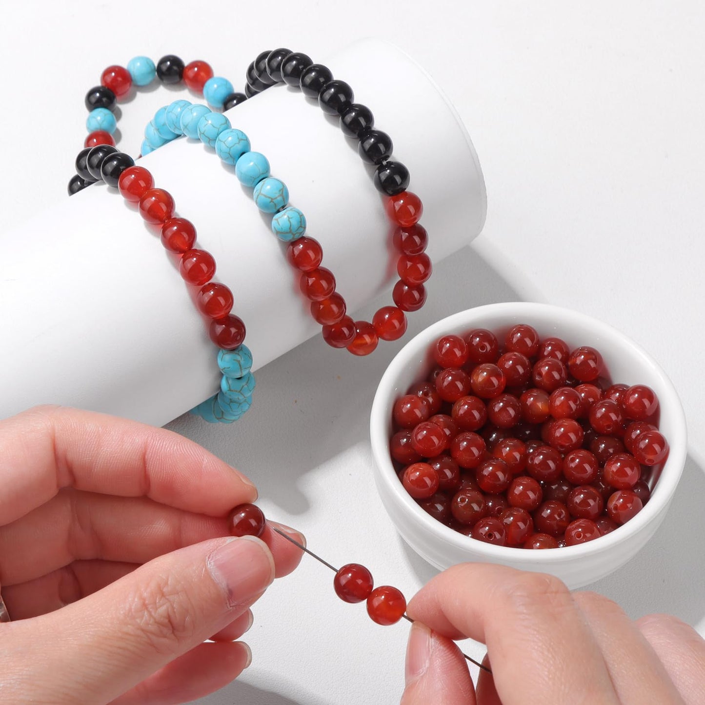 Risyfjew 50PCS 8mm Natural Carnelian Beads Gemstone Round Loose Beads for Jewelry Making Chakra Crystal Stone Beads for Bracelets Necklace Earrings Making Supplies (50pcs/Strand)