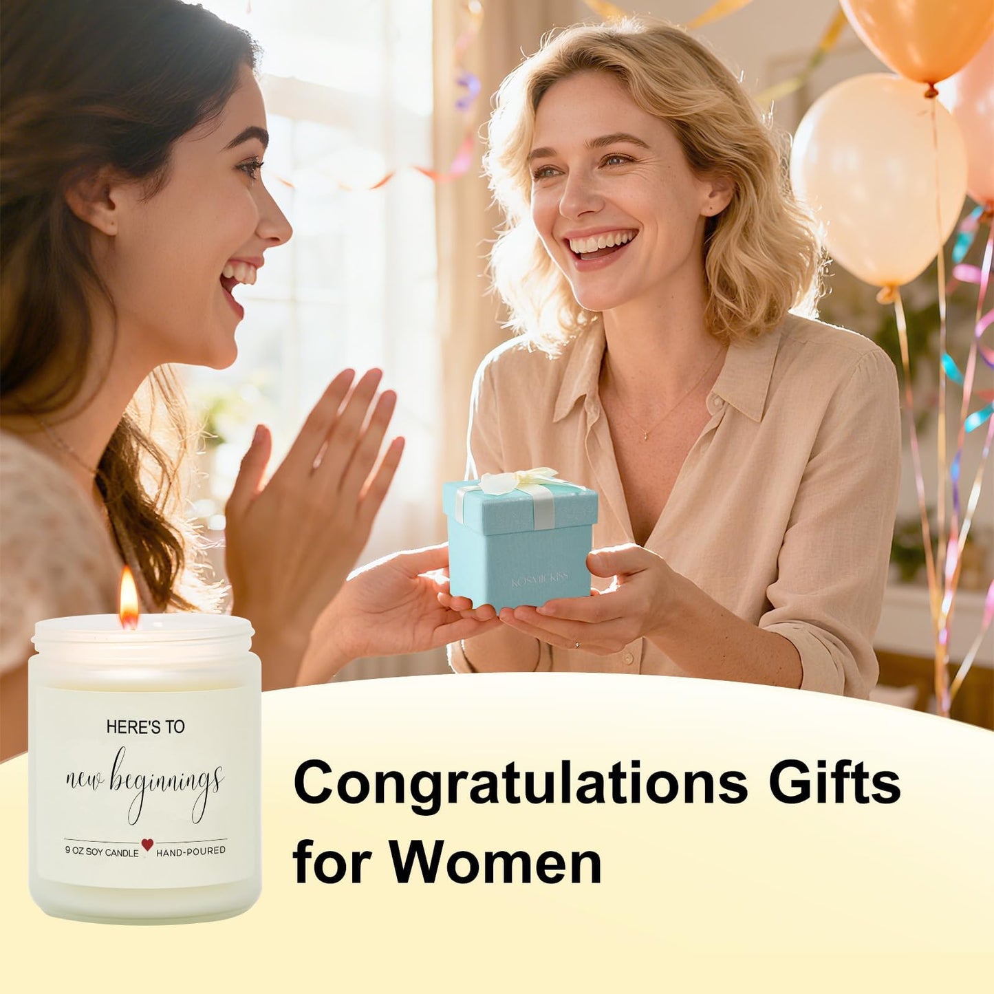 Kosmickiss New Beginnings Gifts for Women, Lavender Scented Candle, New Job, Farewell, Congratulations, Divorce Gifts for Women, Men, Coworkers, Friends