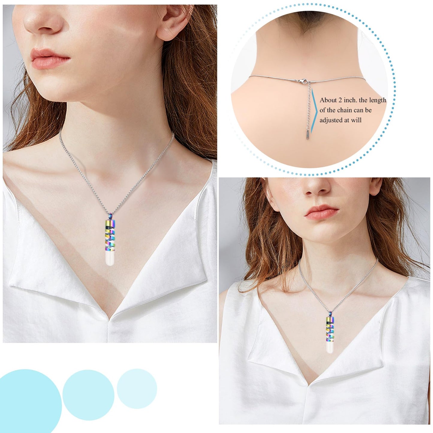 Oinsi Clear Glass Tube Cremation Urn Jewelry Ashes Holder Necklace Keepsake Memorial Pendant Including Box/Fill Kits