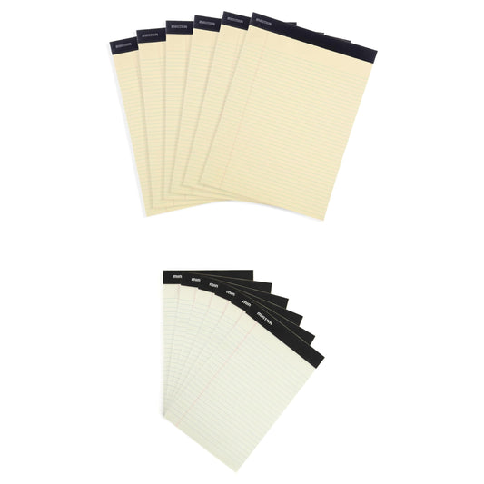 Mintra Legal Pad Bundle – 6 Pack 8.5"x11" Canary Yellow Narrow Ruled Legal Pads + 6 Pack 5"x8" Green Narrow Ruled Legal Pads, Micro-Perforated Writing Pads for Office, School & Note Taking