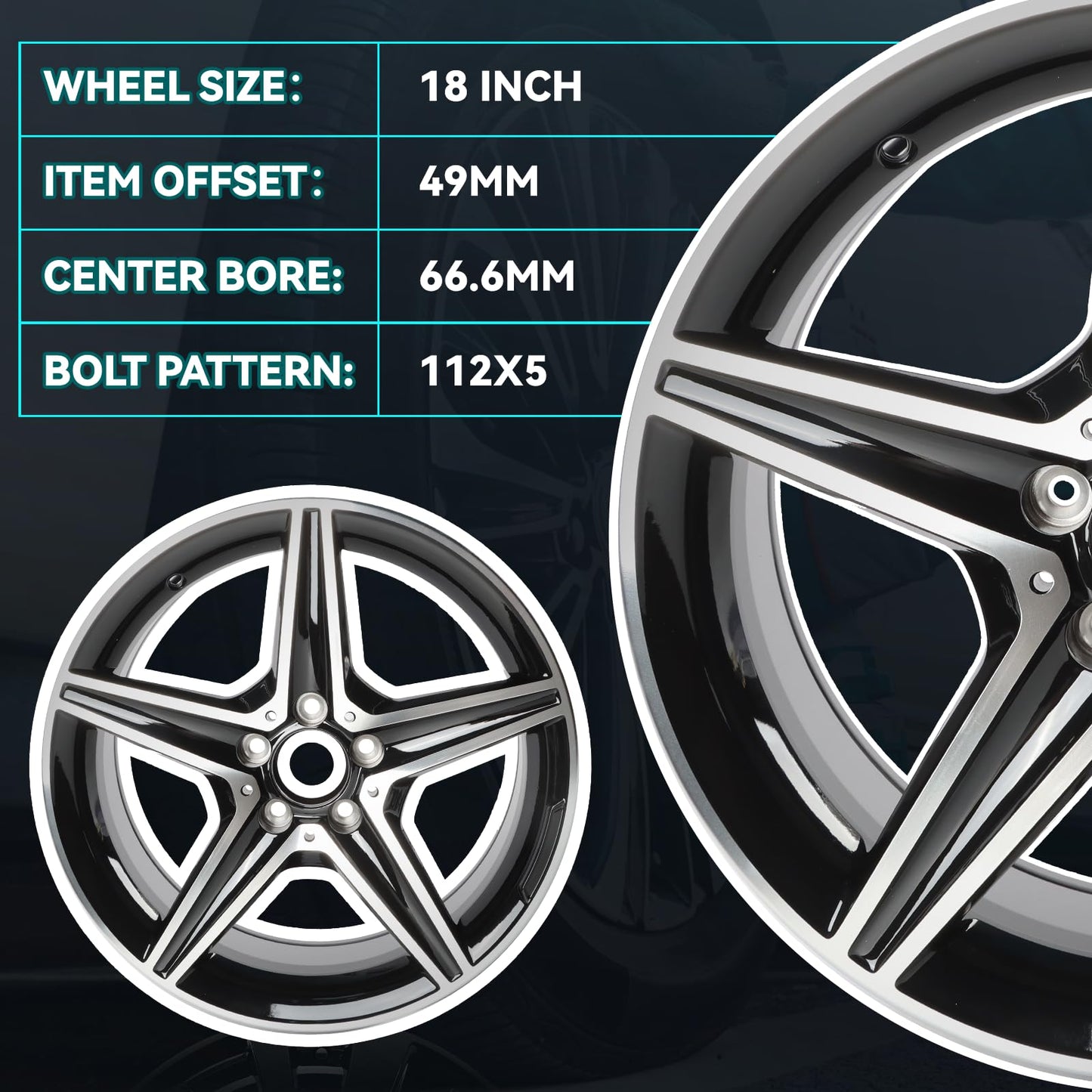 HOLUEKU New 18 Inch 18x8.5Inch Premium Aluminum Alloy Wheel Rim Fits for Mercedes Benz E300 E350 E400 E550 E Class 2010 2011 2012 2013 2014 2015 2016, A2054017700 Direct Fit OE Stock Specs