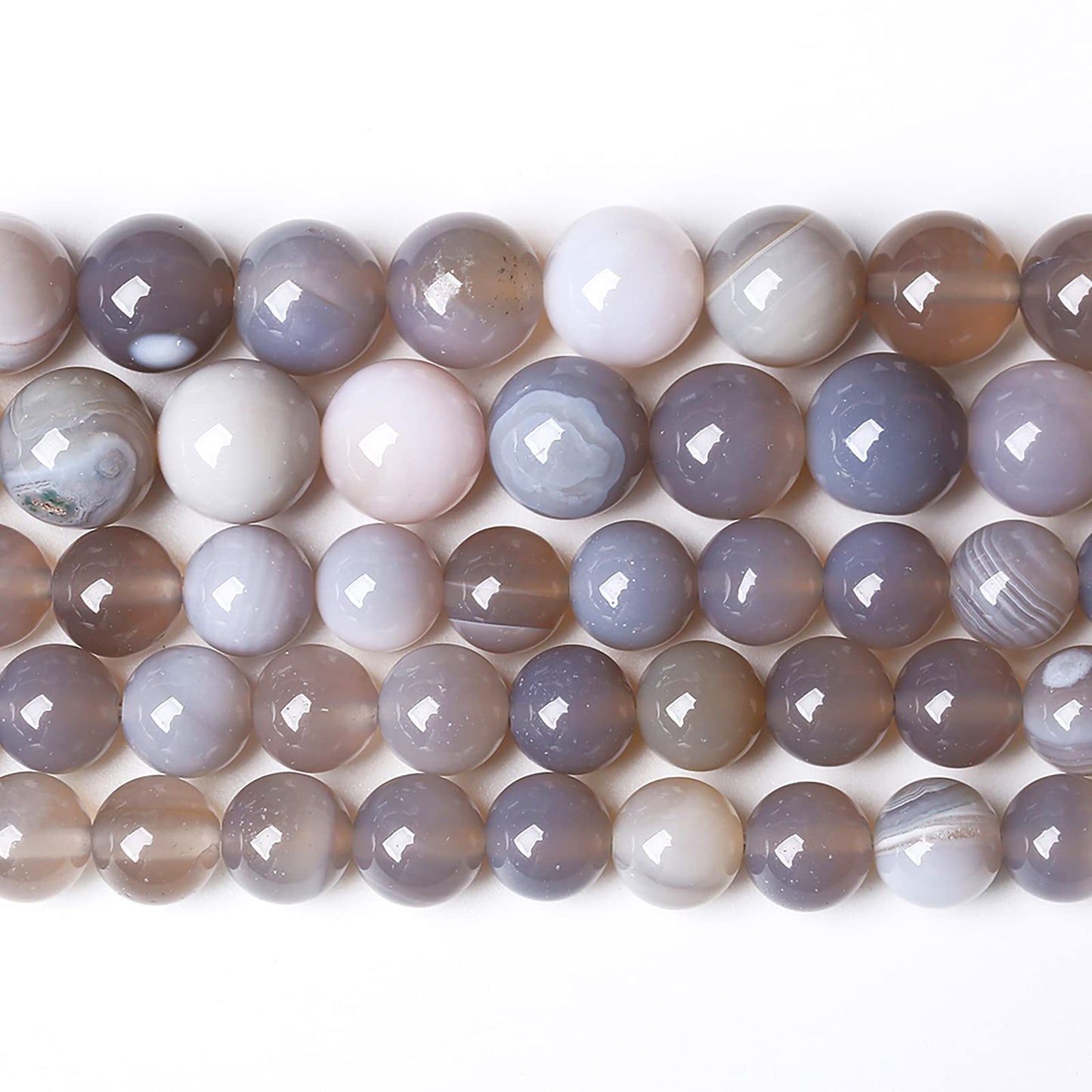 36pcs 10mm Natural Gray Striped Agate Beads for Jewelry Making Round Loose Beads DIY Bracelets Necklaces Energy Healing Stone Beads 15" (10mm, Gray Striped Agate)