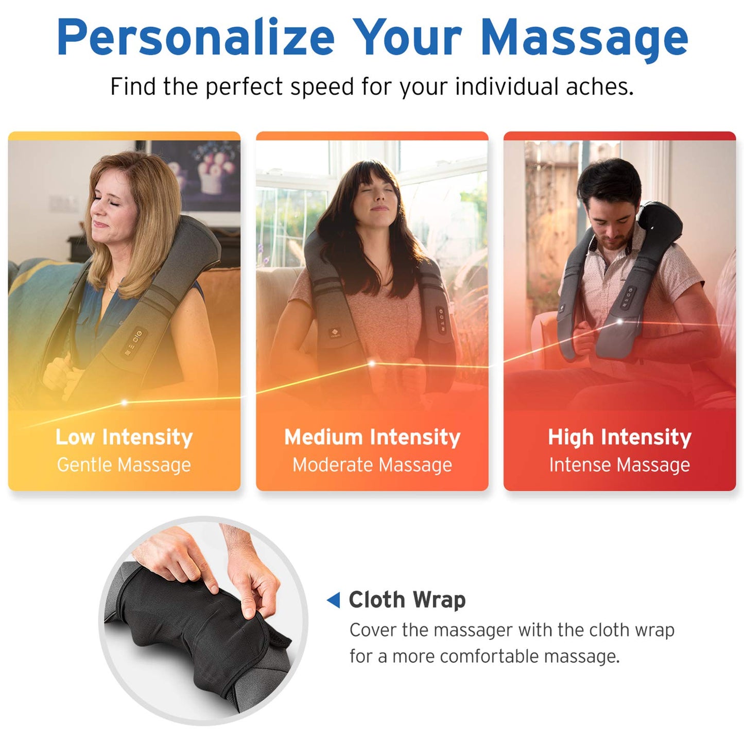 Etekcity Cordless Neck & Back Massager with Heat, Deep Tissue Shiatsu, Rechargeable Shoulder Pain Relief Wearable, 8 Nodes, 3 Intensities, Bi-Directional, 180-Min Battery, Soft PU Leather, Best Gift