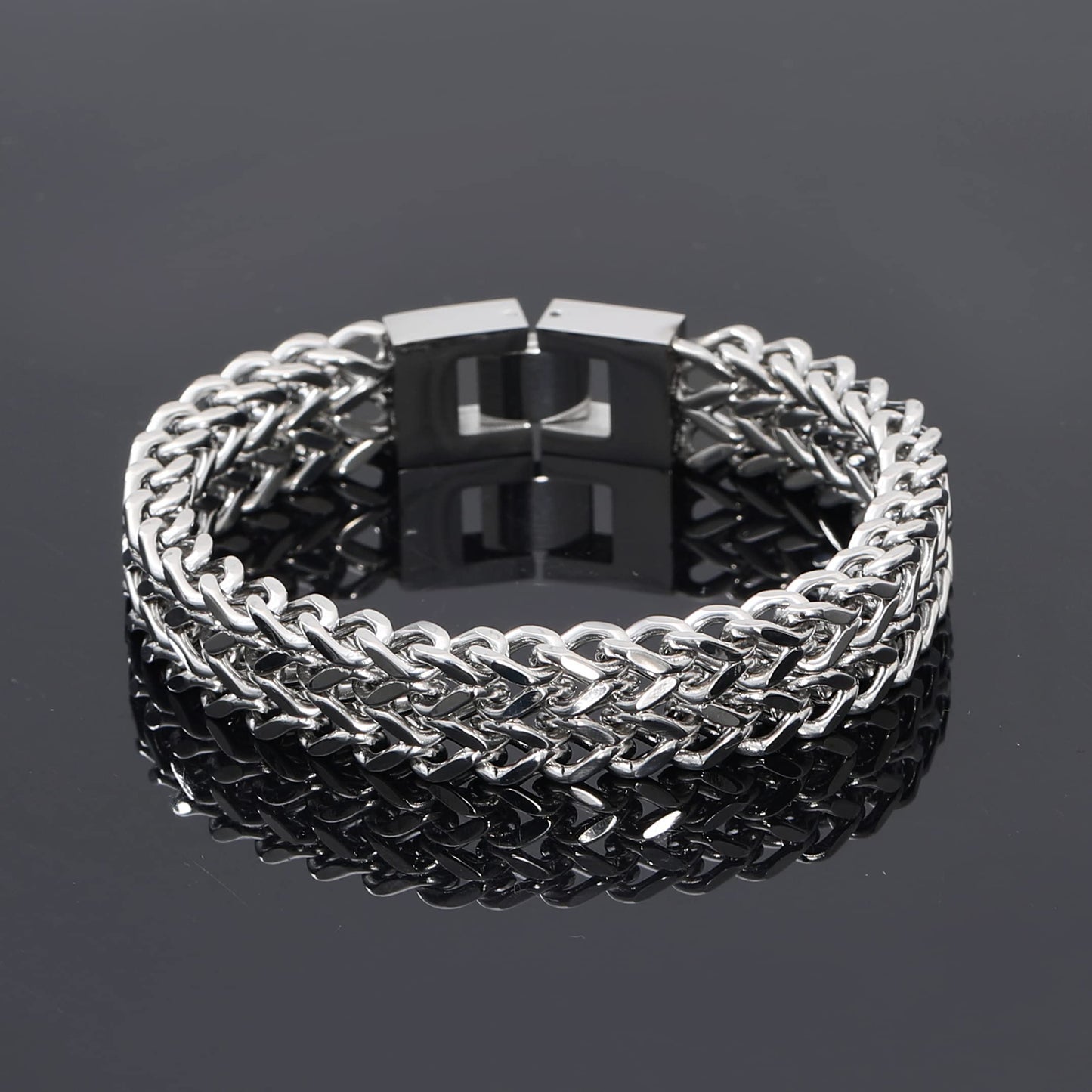 WFYOU 3PCS Stainless Steel Bracelets for Men Gold Roman Numeral Bangle Bracelet Twisted Cable Bracelet Adjustable Cuff Bracelet Mens Luxury Jewelry Bracelets Gifts(K:Silver)