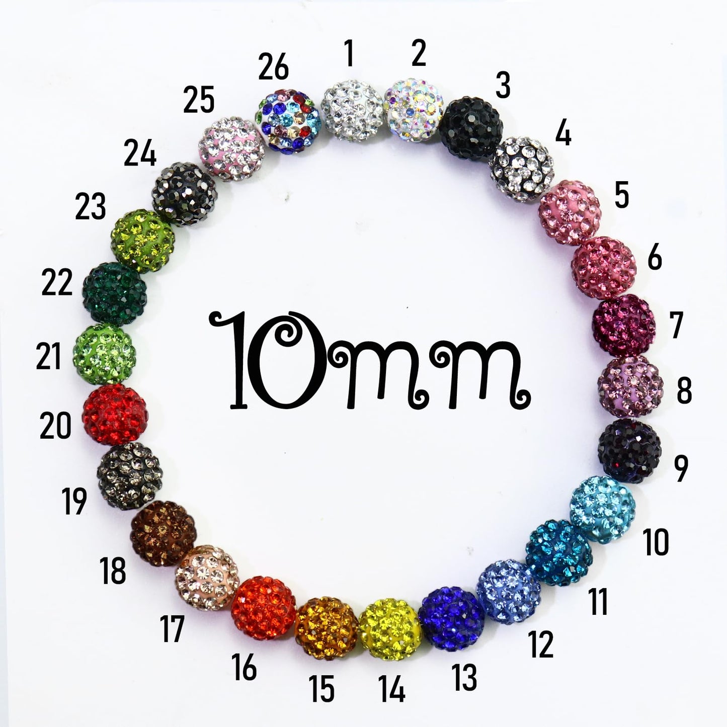 Dowarm 110PCS 10MM White Rhinestone Beads for Jewelry Making, Round Polymer Clay Crystal Beads for Crafts Bracelet Necklace Beaded Pen, Shamballa Pave Disco Ball Diamond Bead