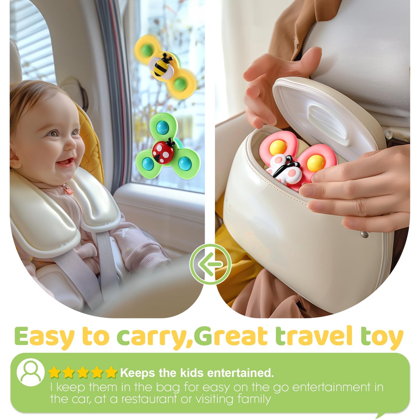 ALASOU 6 PCS Suction Cup Rotating Toys(3 Farm+3 Star) for Infant and Toddlers