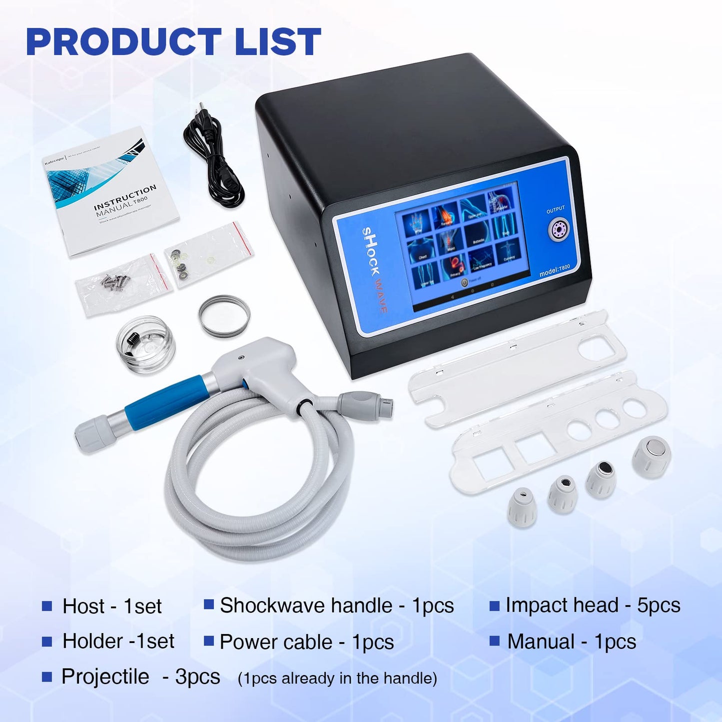 Kalecope Extracorporeal Shockwave Therapy Machine Non-Invasive, Painless Physical Therapy Device with 10 Bar Output for Back, Elbows & Feet etc