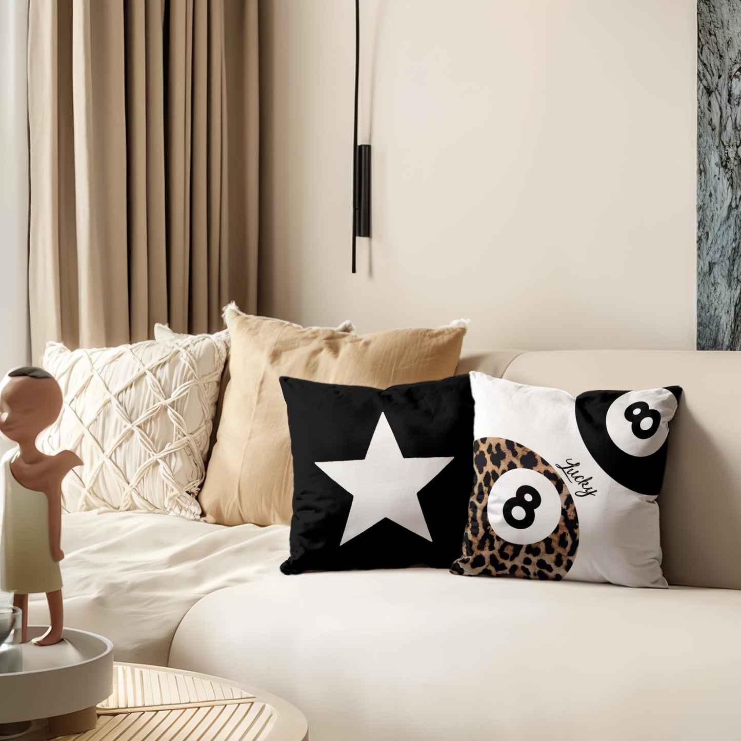 TopXmai Preppy Star Lucky 8 Ball Cheetah Leopard Print Room Decor Pillow Cover 18x18 Set of 2,Leopard Gifts for Women,Cheetah Print Gifts,Coquette Pillow Covers for Girls Room Dorm Apartment Decor