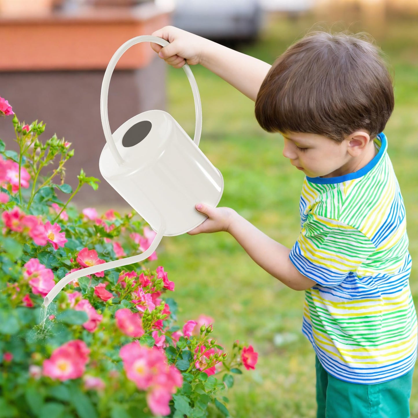 Plant Watering Can, 50 oz / 1500 ml Stainless Steel Metal - Modern Decorative with Long Spout for Indoor Potted Plants, Bonsai, Garden Flowers, Cream White