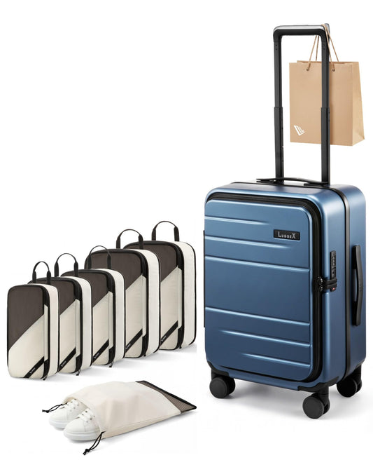 LUGGEX Carry On Luggage and 6 Set Travel Packing Cubes Bundle – Travel Essentials