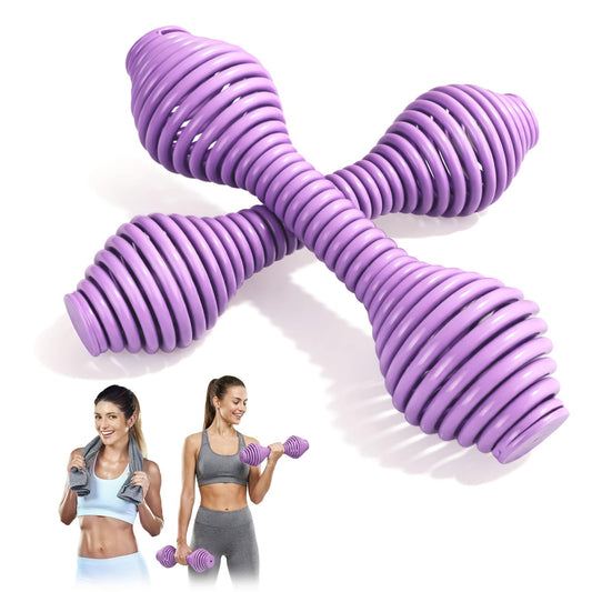 WITSPARKLLE Hand Weights Set of 2, 5.5 lb Dumbbells for Women, Solid Steel Core Spring Dumbbell Set, Non-Slip Free Weights for Pilates, Home Gym, Arm Workouts and Strength Training, Purple