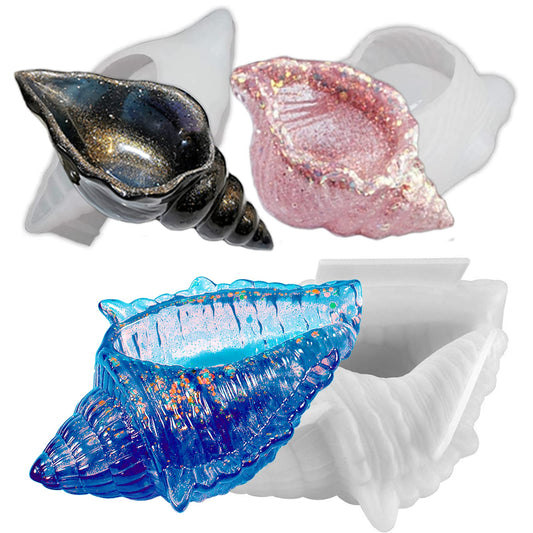 3PCS Conch Silicone Tray Resin Mold Unique Sea Snail Mould for Epoxy Resin Casting Jewelry Plate Candle Holder Trinket Storage Mold for DIY Art Crafts Supplies Home Decor