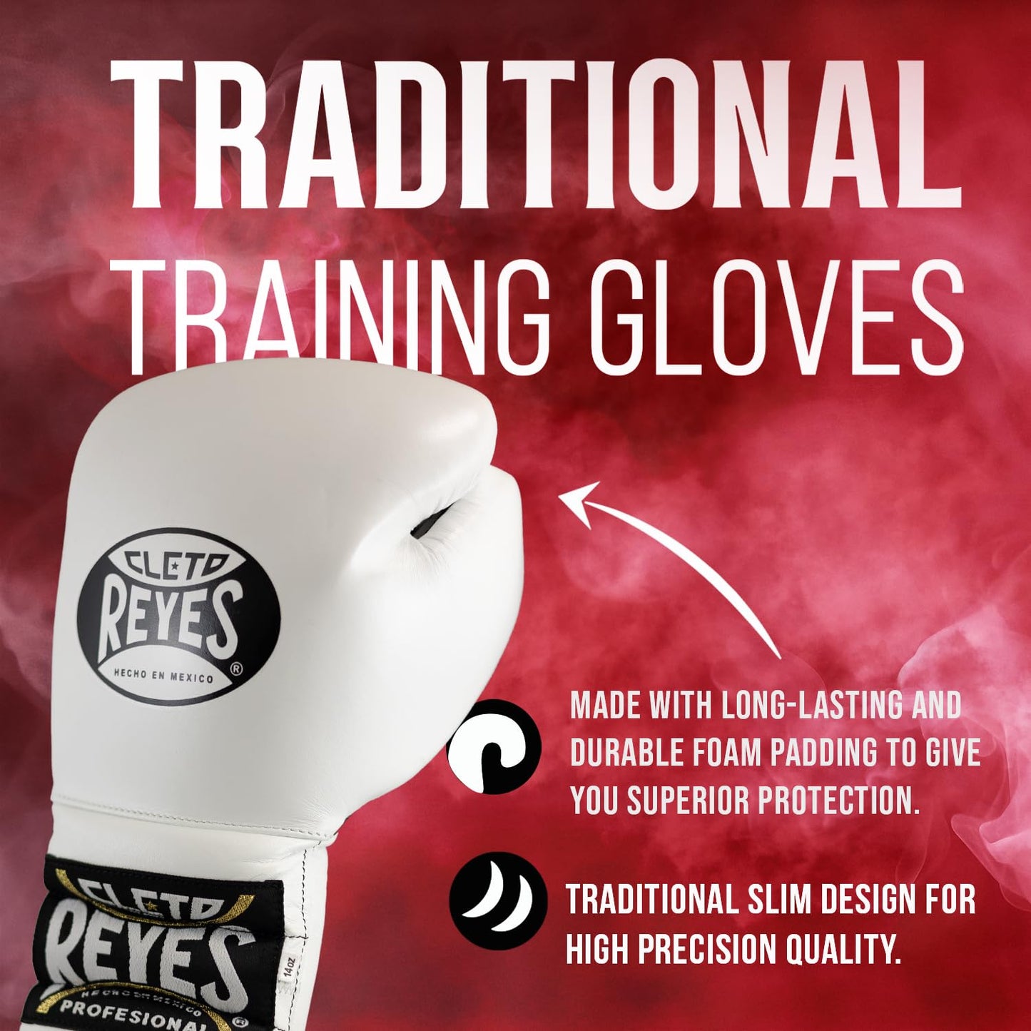 CLETO REYES Traditional Professional-Grade Boxing Gloves with Laces for Training, Sparring and Heavy Punching Bags for Men and Women, MMA, Kickboxing, Muay Thai, 16oz, Solid Gold CRE