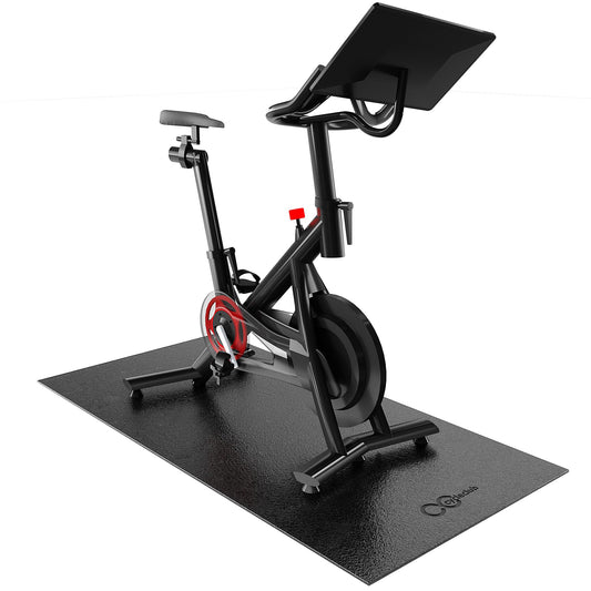Cycleclub Exercise Bike Mat - 6mm Thick Under Bike Trainer Mat for Stationary Indoor Spin Bikes, Hardwood Floor Carpet - Black Gym Equipment Mat