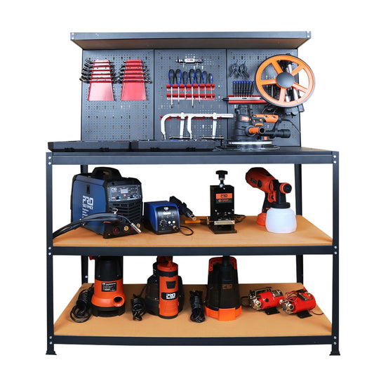 Prostormer Workbench, 47.25 inch Multipurpose Garage Worktable with Peg Board Hook Kit for Home, Garage, and DIY Projects