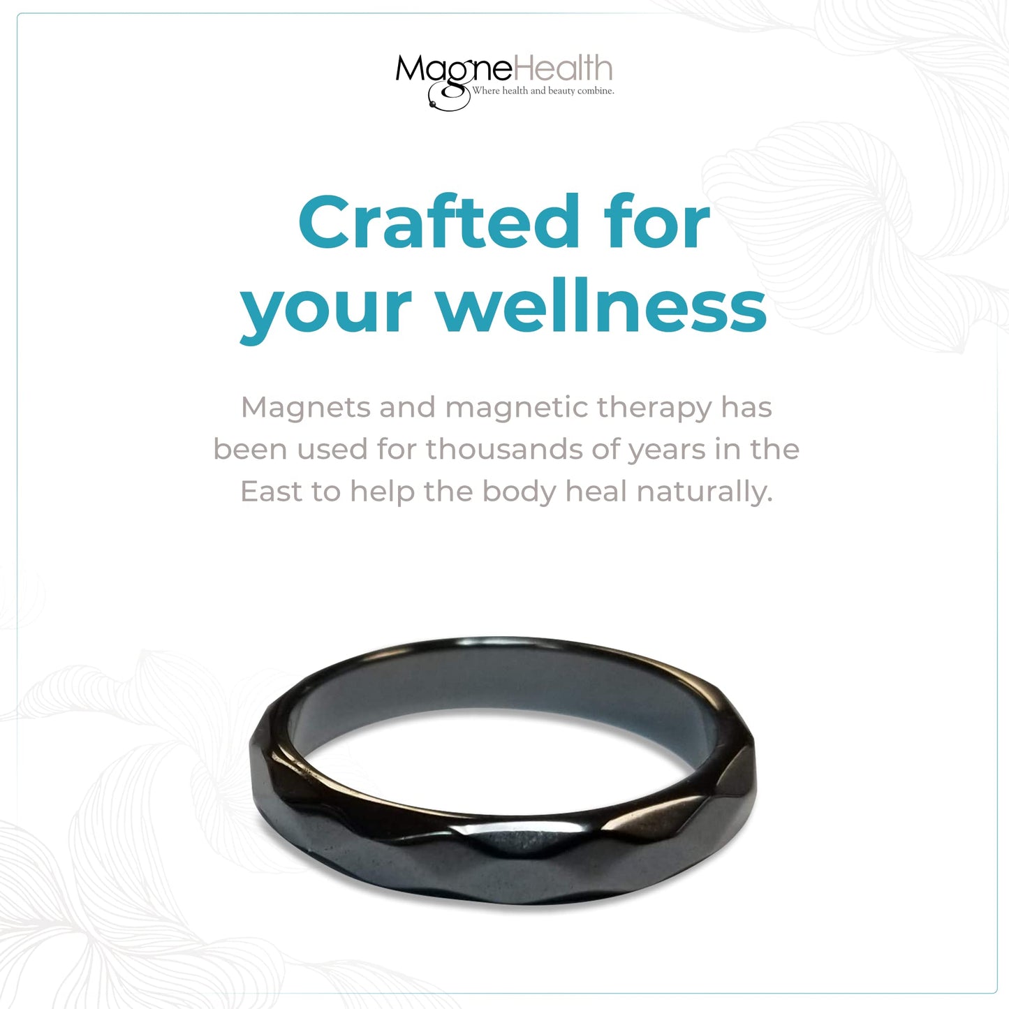 MAGNEHEALTH Hangover Ring, Thin Beveled Magnetic Hematite Band Ring, Hematite Band in Beveled Design for Magnetic Acupuncture Ring - Size 6