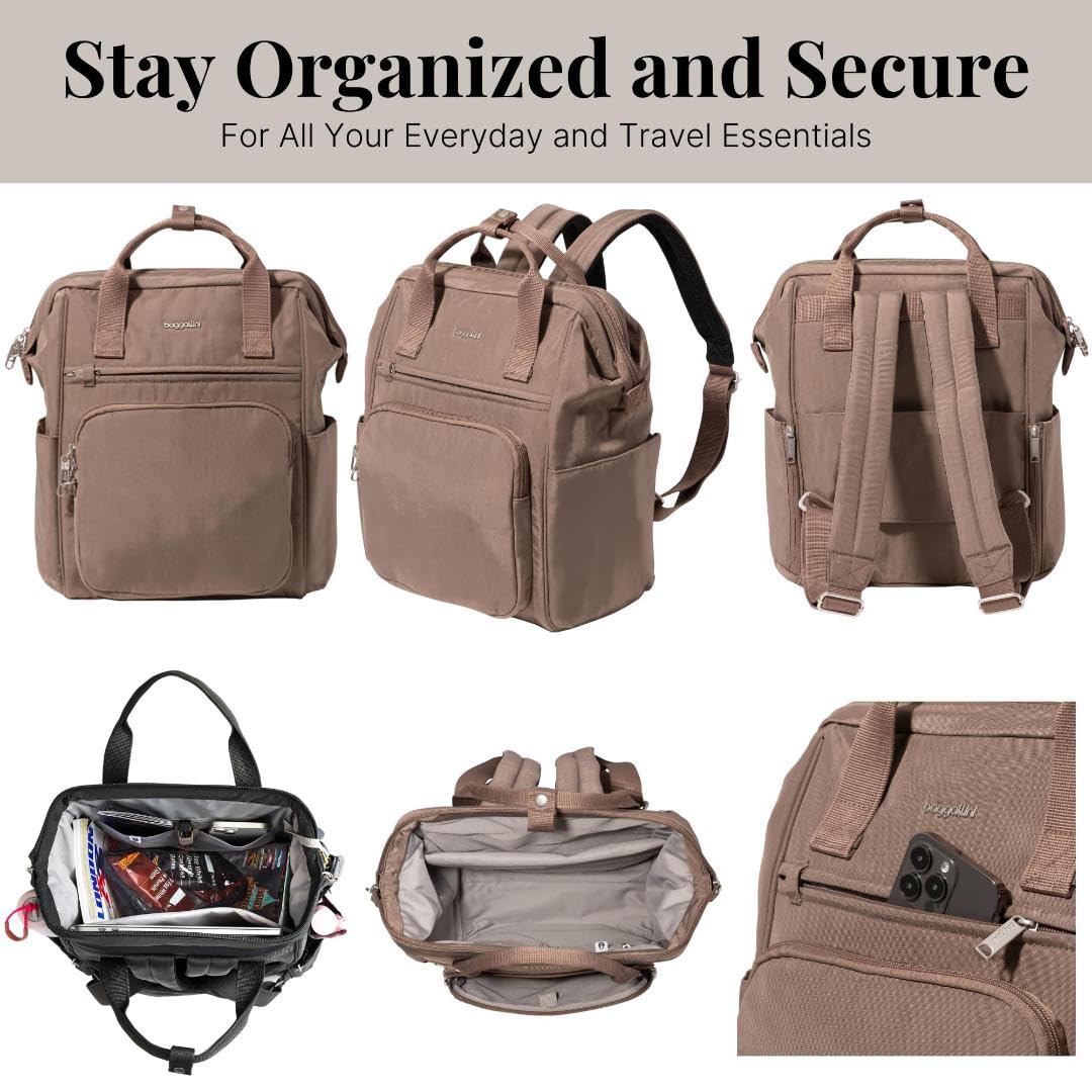 Baggallini Securtex Anti-Theft Windsor Backpack for Travel, Work & College, RFID & Locking Zipper, Up to 16" Laptop