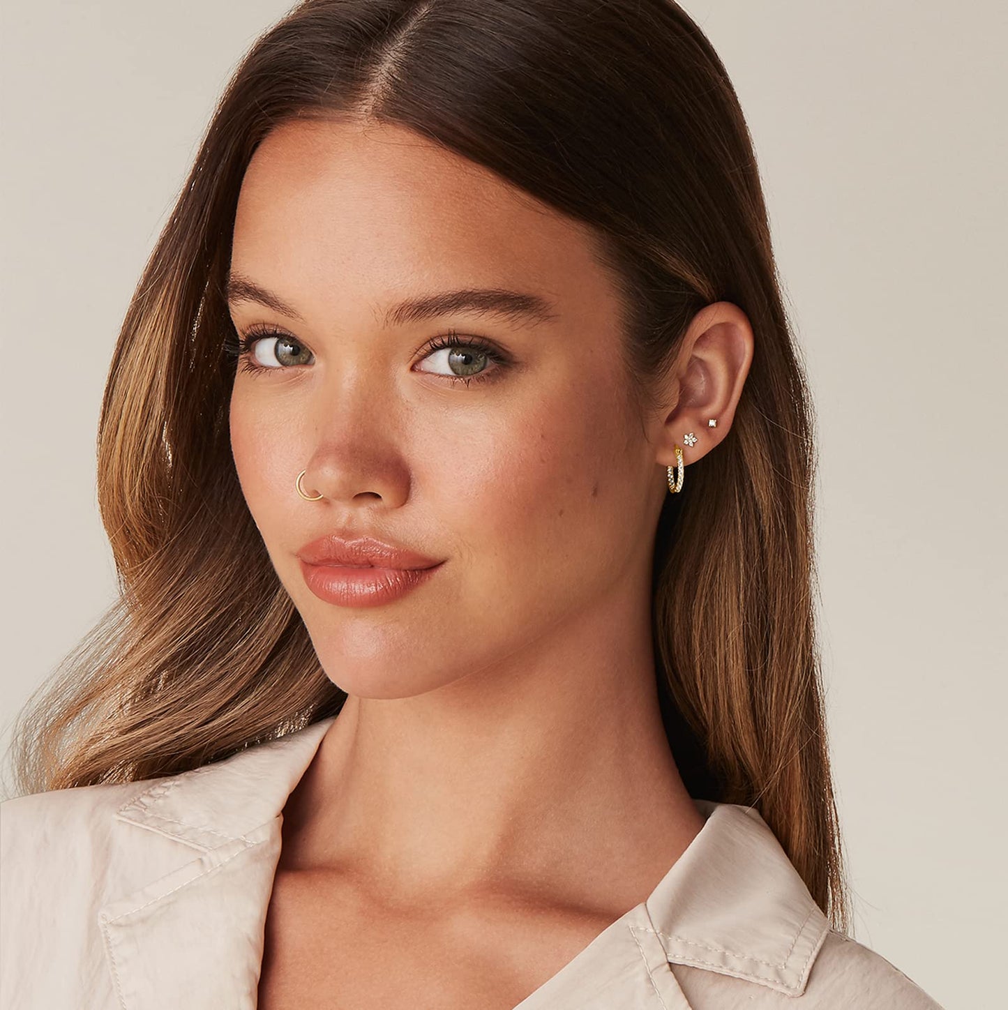 PAVOI 14K Gold Plated 925 Sterling Silver Post Cubic Zirconia Hoop Earrings | White Gold Hoops