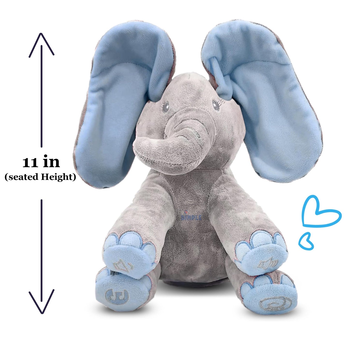 Dimple Kyle Peek A Boo Elephant Toy, Interactive Singing Stuffed Elephant Plush with Moving Ears, Musical Stuffed Animal for Babies and Toddlers, Adorable Baby Toy