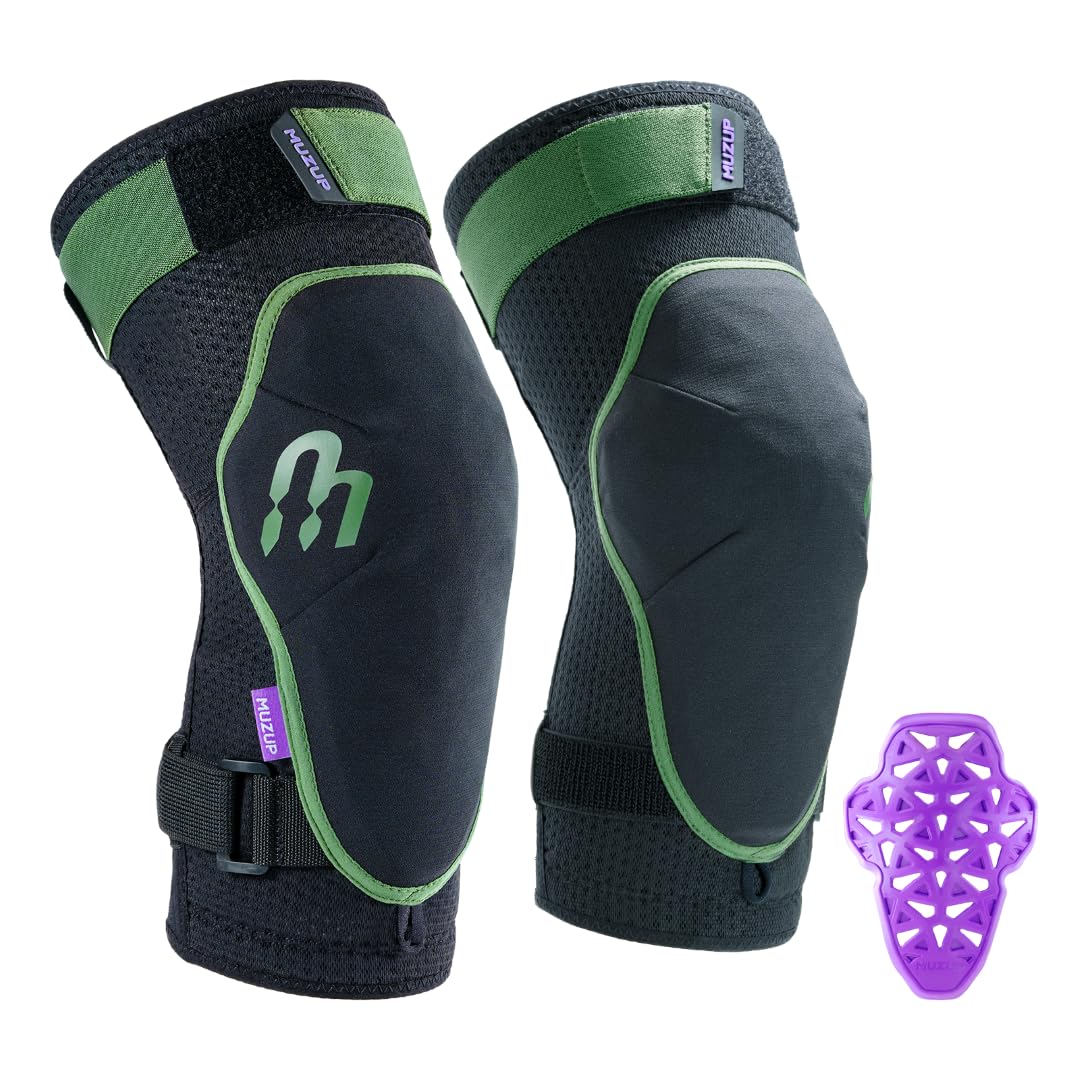MUZUP MTB Knee Guard, Sufficient Protection Kneepad No-Slipping Mountain Bike Knee pad for Men and Women Removable Padding Non-Bulky Knee Brace for MTB Snowboard Mountain Bike Gardening Work (Medium)