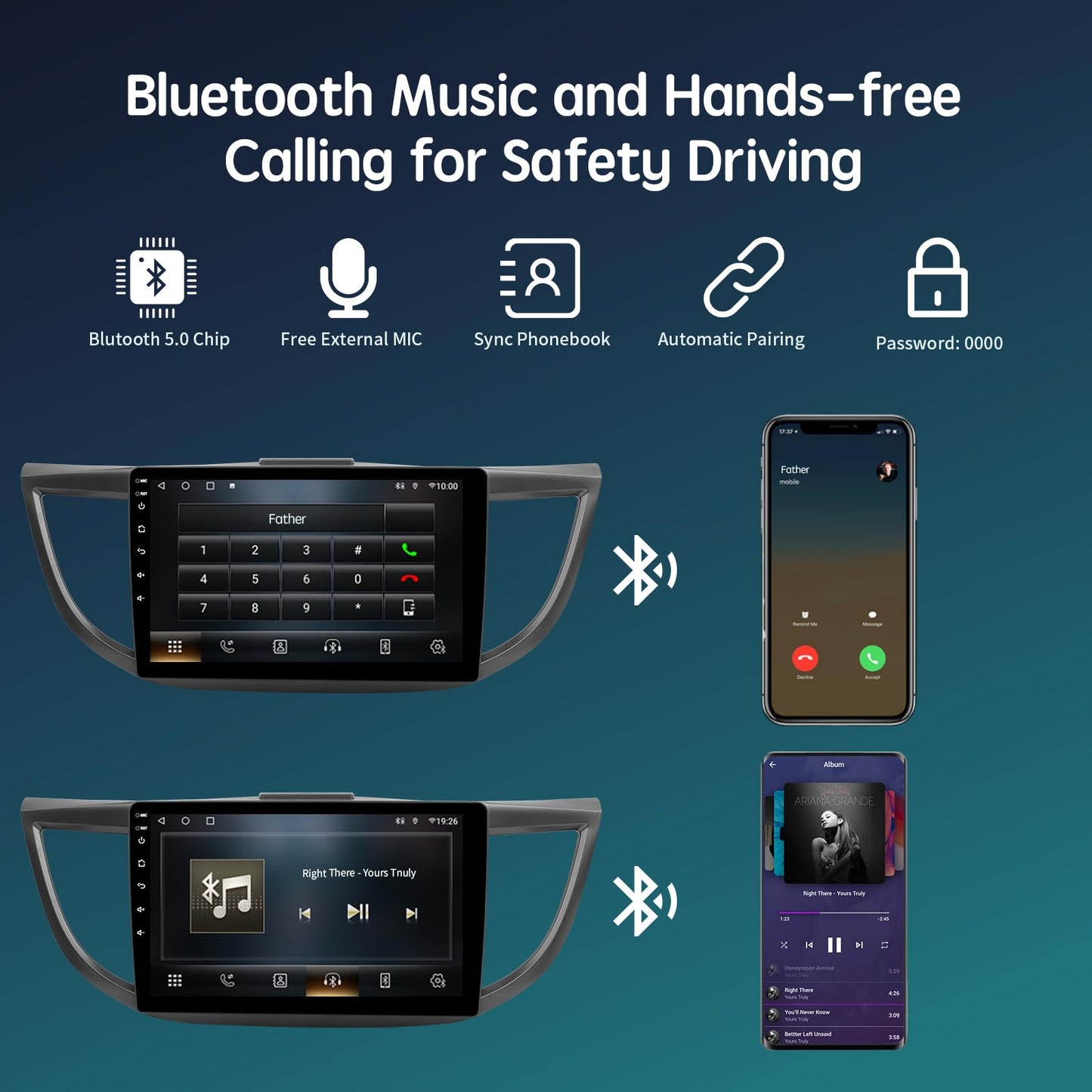 ViaBecs 10.2" Android 13 6G 128G Wireless Apple Carplay Radio for Honda CRV 2.4L 2015 2016, Touch Screen Car Stereo with Android Auto Mirror Link QLED GPS Navigation 5GHz WiFi (CAN021-R Harness)