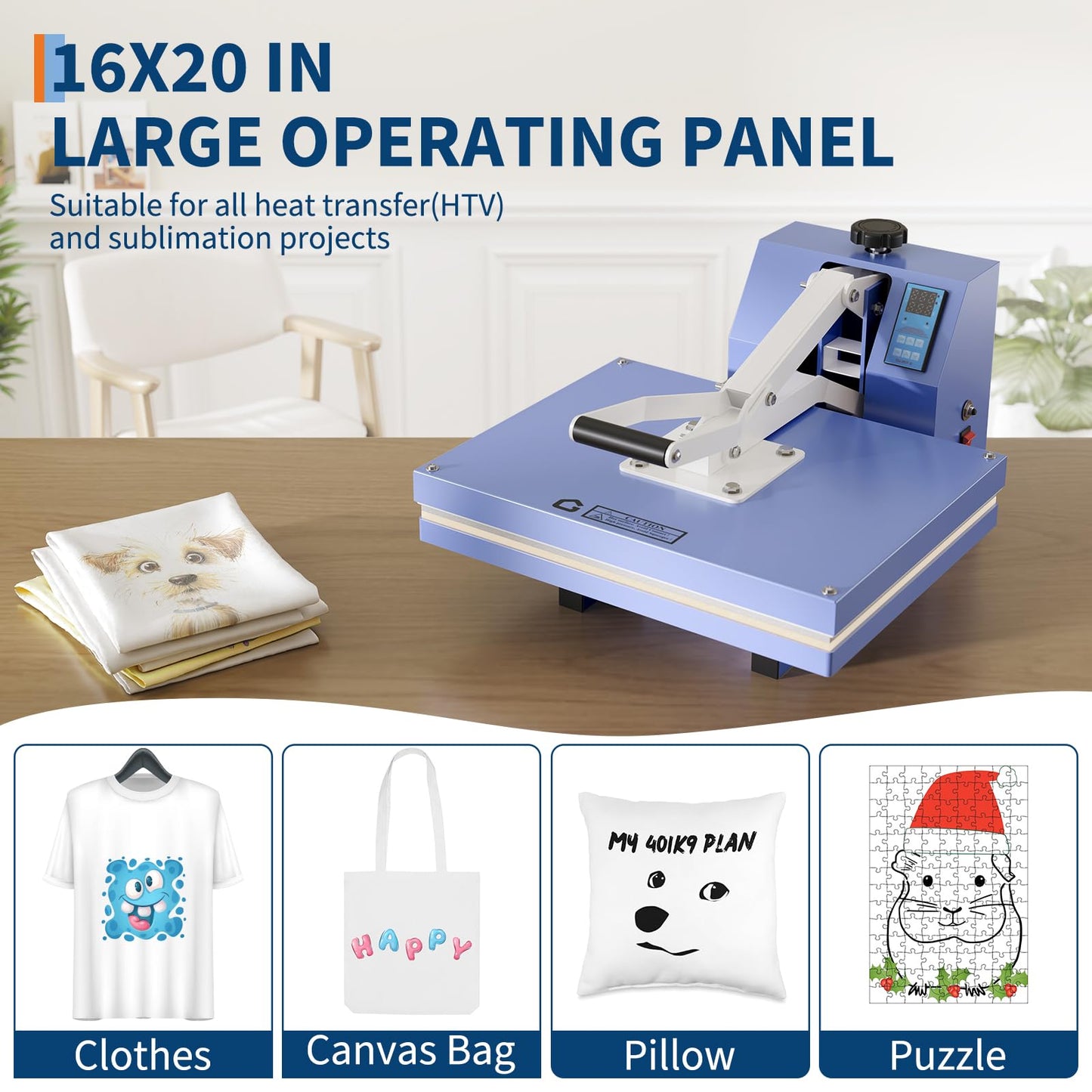Heat Press 16"x20", Heat Press Machine, Even Heating Technology, Large Operating Panel, Industrial Digital Heat Transfer Machine Sublimation for T-Shirts, Clothes, Canvas Bags, Red