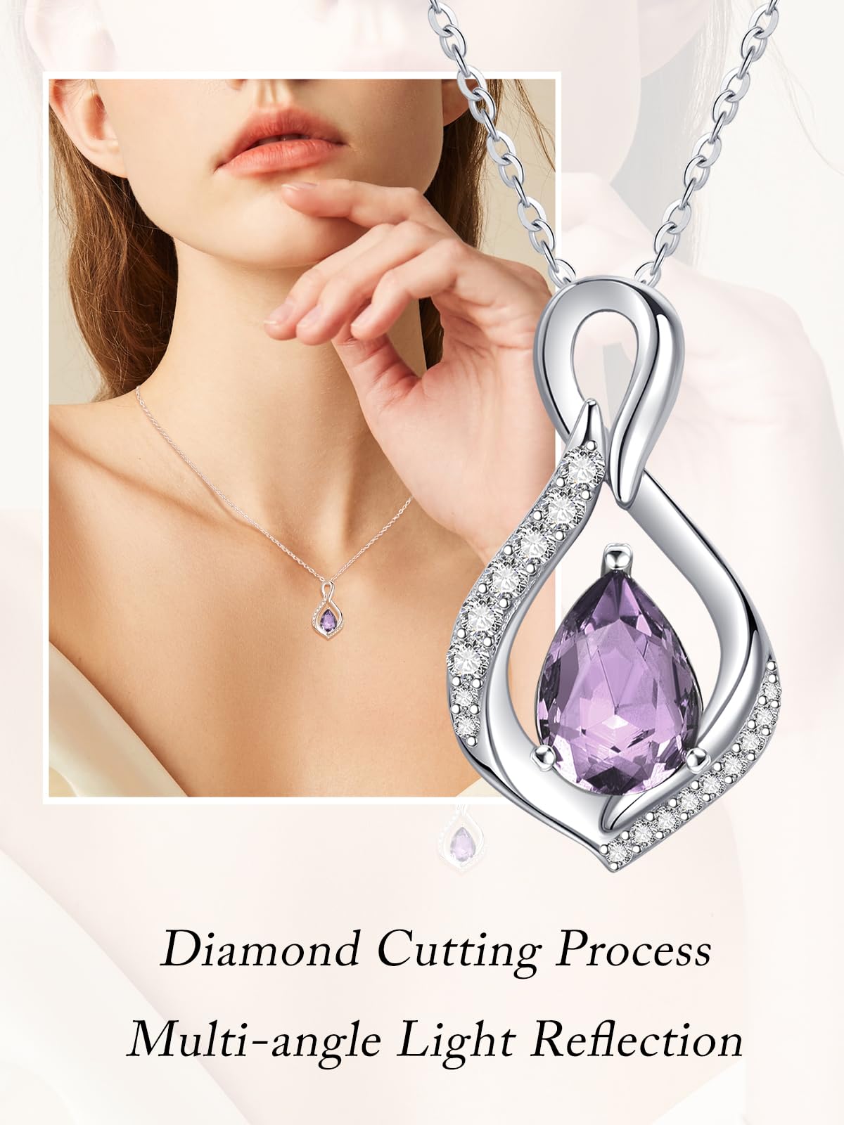 JIYVY32 Alexandrite Infinity Necklace for Women June Birthstone Necklaces White Gold Plating Anniversary Birthday Gifts for Wife Her Mom Girlfriend Birthstone Jewelry Gifts for Women