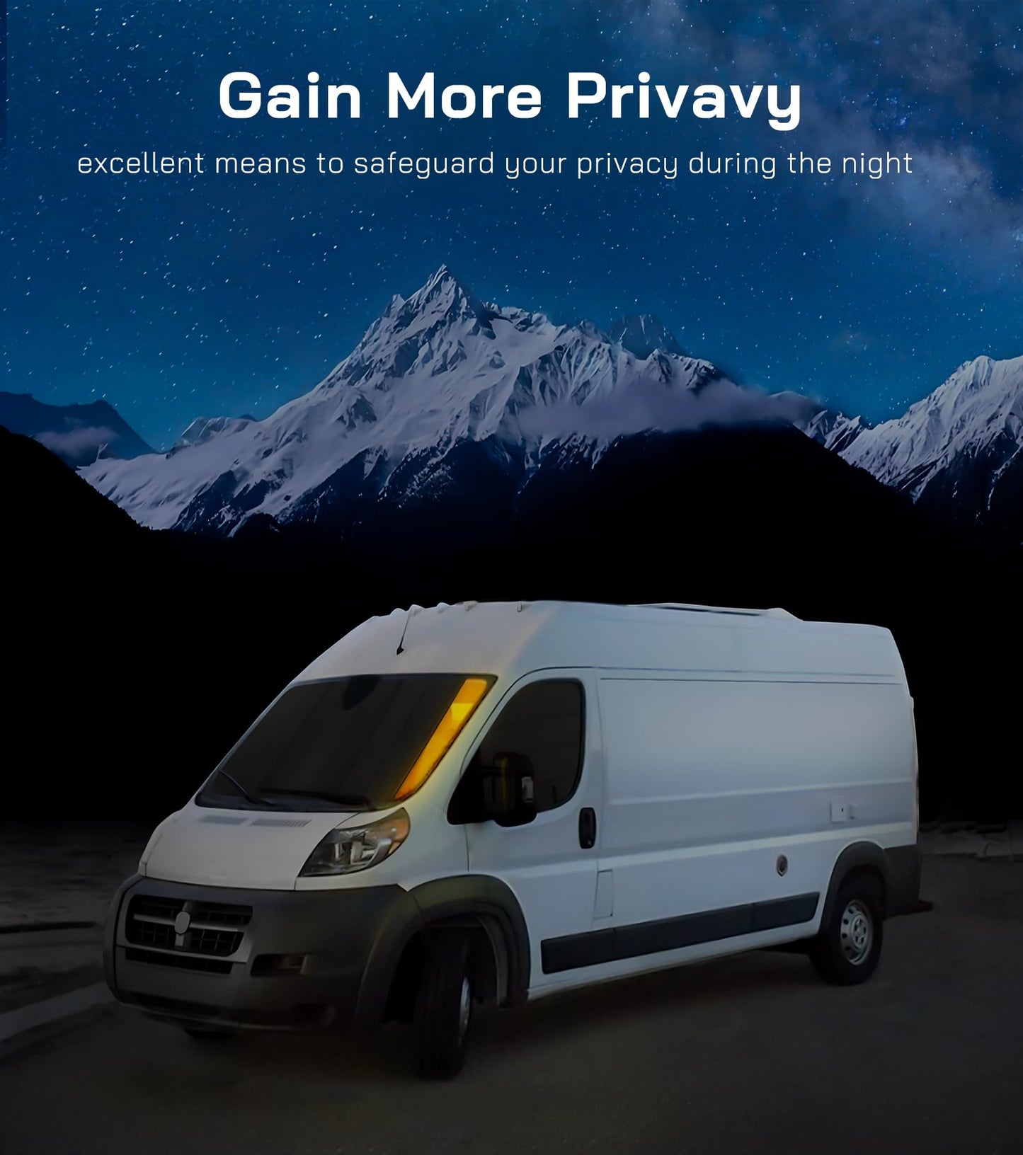 VANNCAMP Side Barn Door Window Cover for Chevy Express/Gmc Savana Van, Magnetic Insulated Blackout Window Sunshade, Foldable Design, AllSeasonGuard