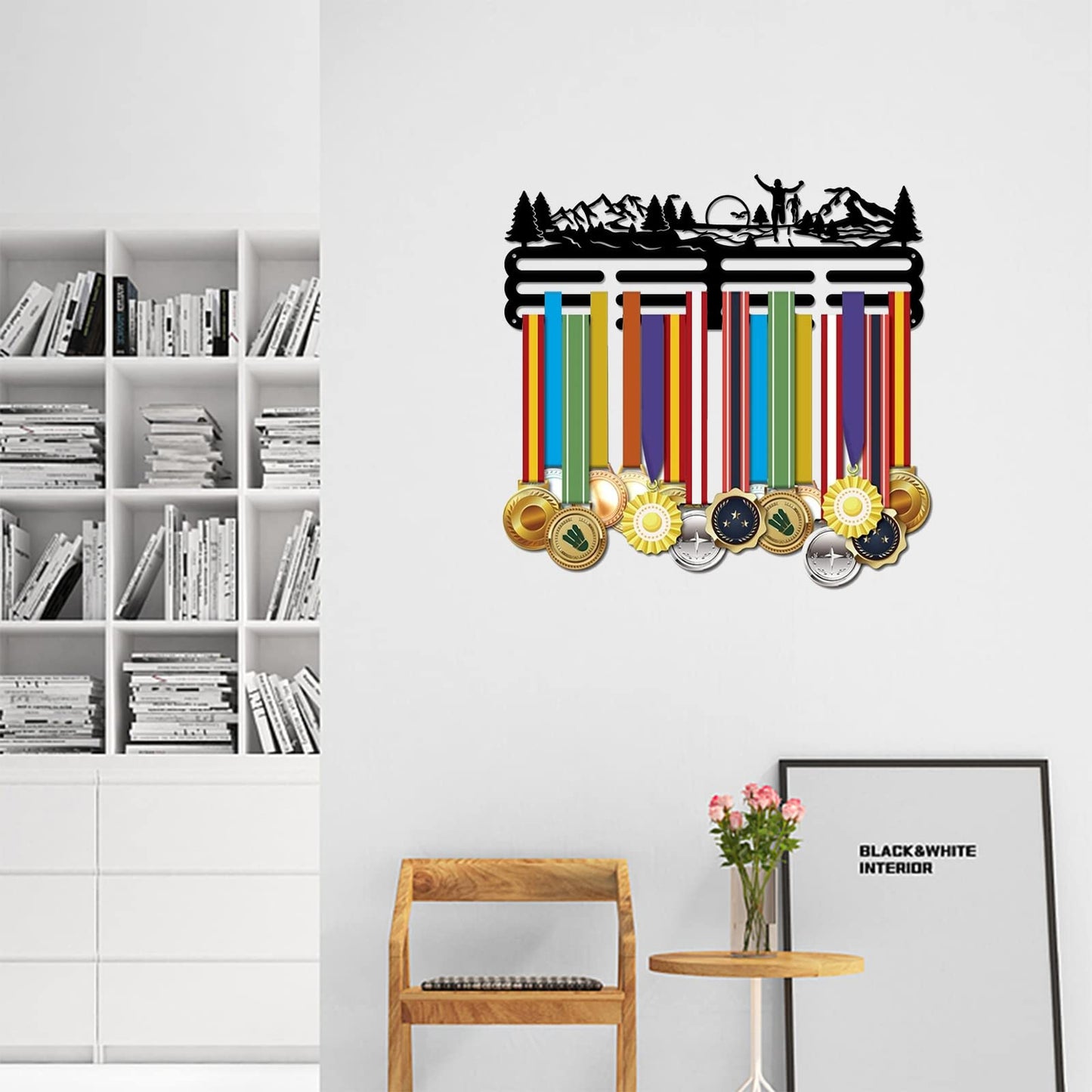 SUPERDANT Running Metal Holders for Display Park Run Sports Awards Medals Display Race Bib Holder Running Medals Hanger Race Metal Wall Hanger Marathon Medal Rack for Runners Athletes Gifts 15.75x6in