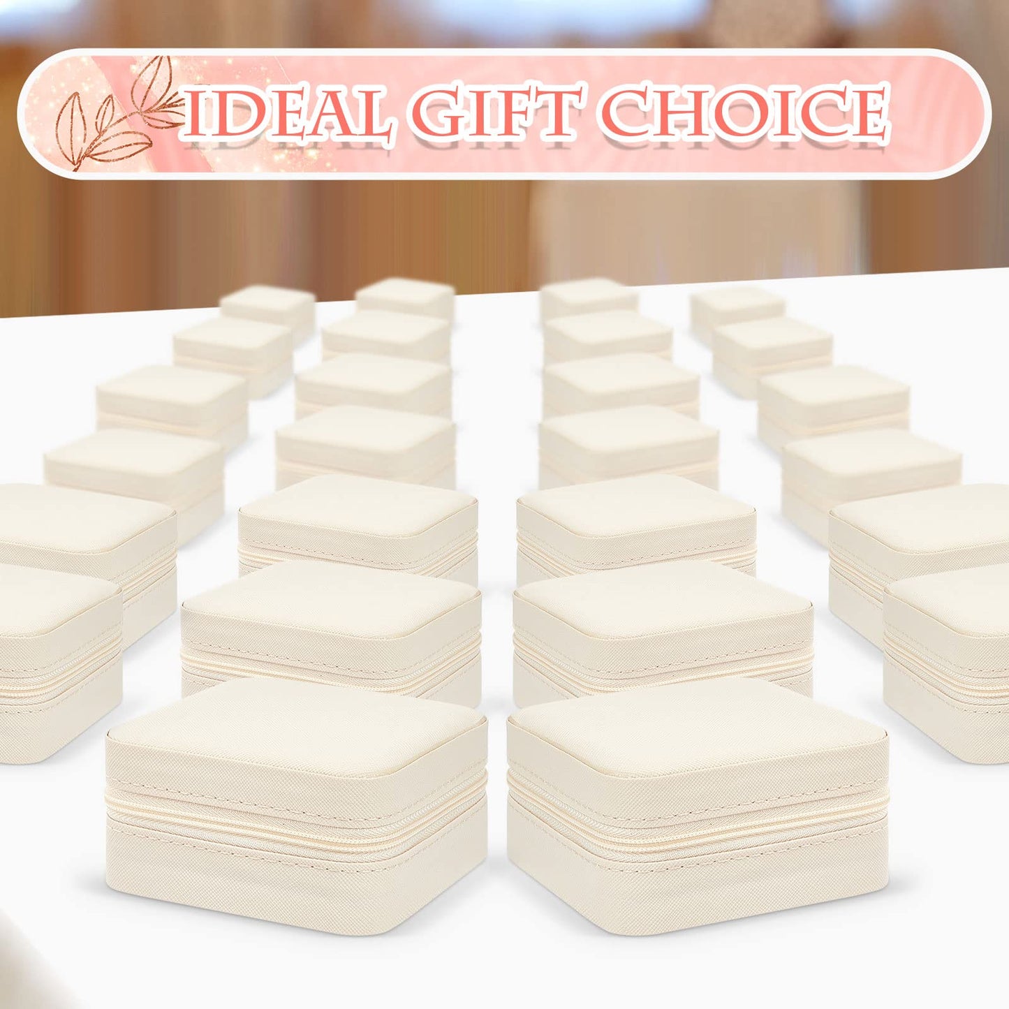 Taiyin 50 Pcs Travel Jewelry Case, Valentines Day Gifts for Her- Small Jewelry Organizer Box Bridesmaid Gifts for Women Girls (White)