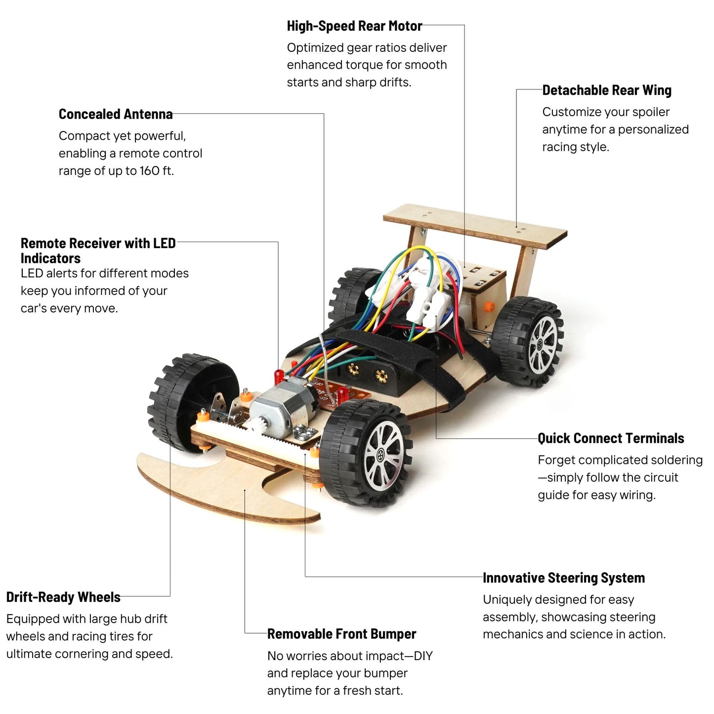 STEM Wooden Racing Car Kit for Kids Age 8-12 – DIY Science Experiment, Wood Building Project, Perfect Educational Gift for Boys & Girls 8 9 10 11 12 Years Old