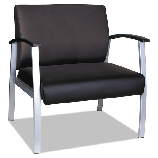 Alera metalounge Series bariatric Guest Chair, 30.51" x 26.96" x 33.46", Black seat, Black Back, Silver Base