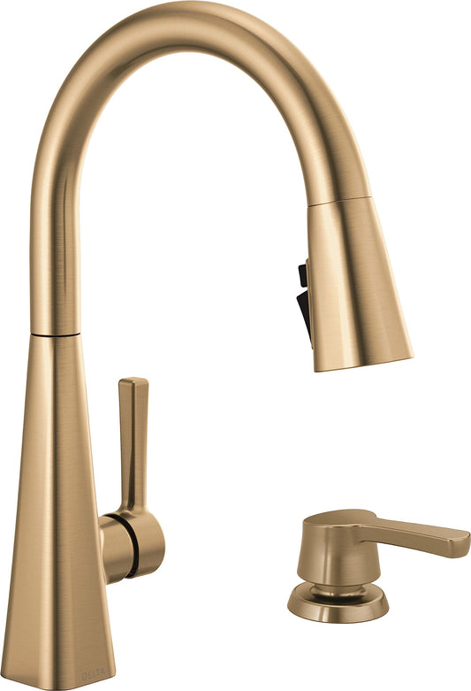 Delta Faucet Lenta Gold Kitchen Faucet, Soap Dispenser Included, Kitchen Sink Faucet, Gold Faucet for Kitchen Sink with Magnetic Docking Spray Head, Champagne Bronze 1982Z-CZ-DST